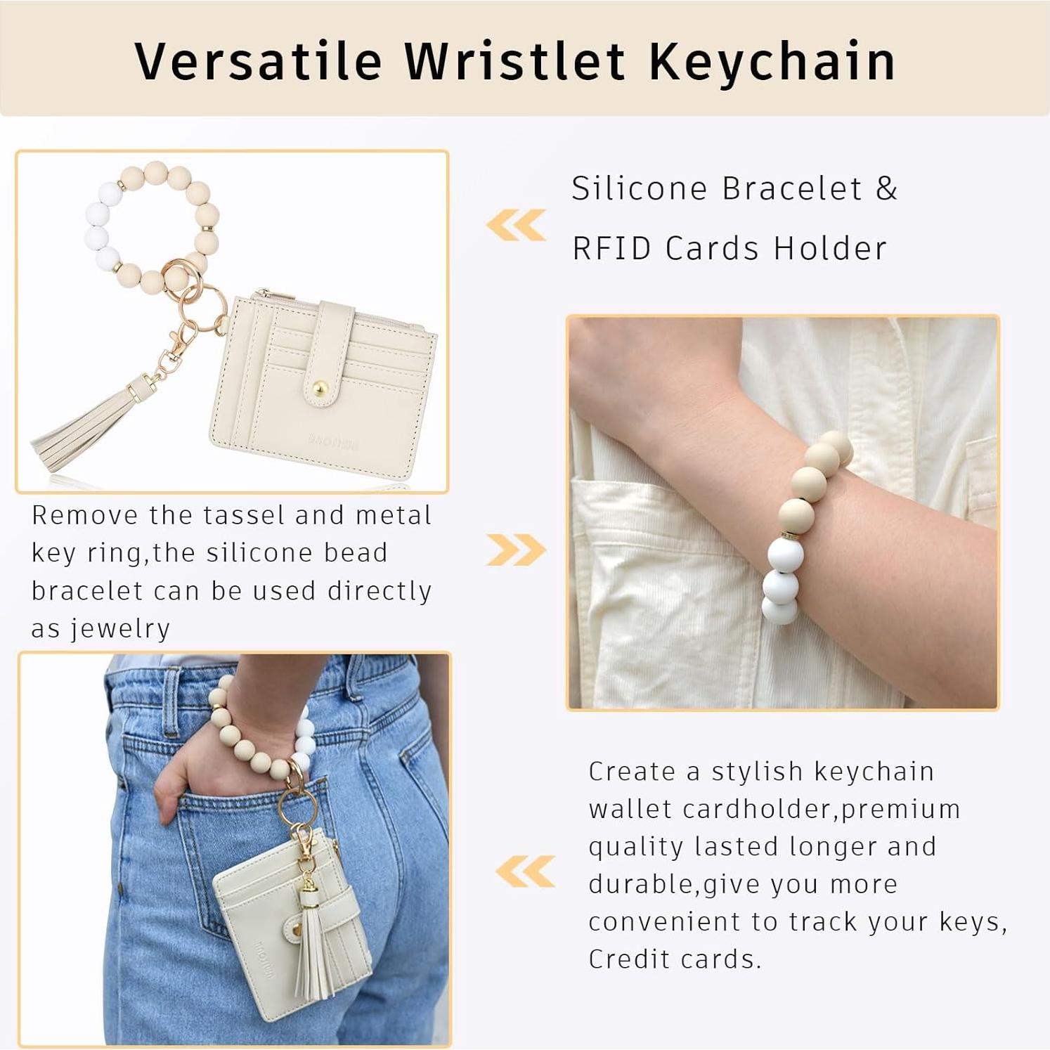 Cartera Llaveros de Silicona Beige BAOSIWA RFID Compacta