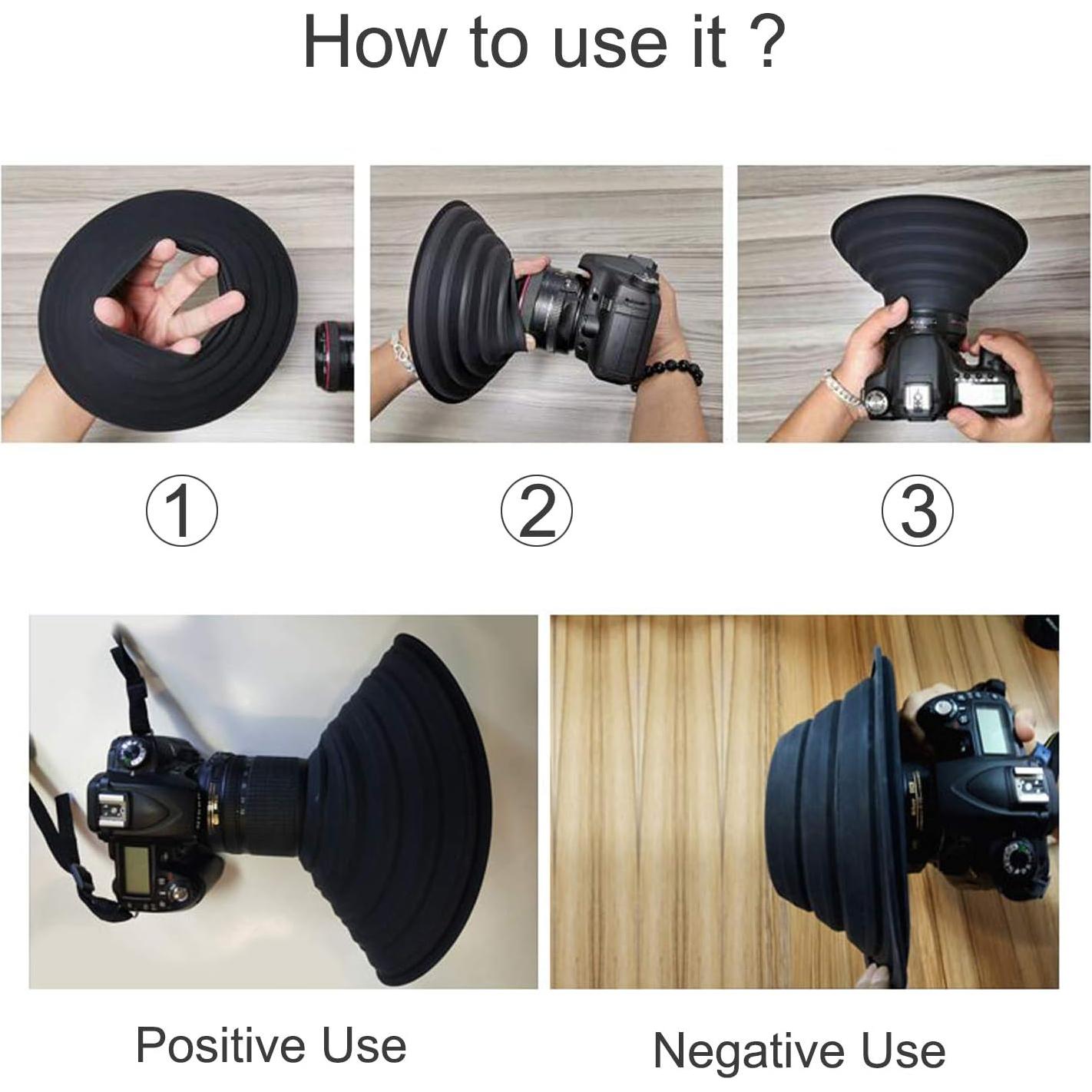 Capucha de Lente de Cámara STSEETOP 50-70mm Plegable y Reversible