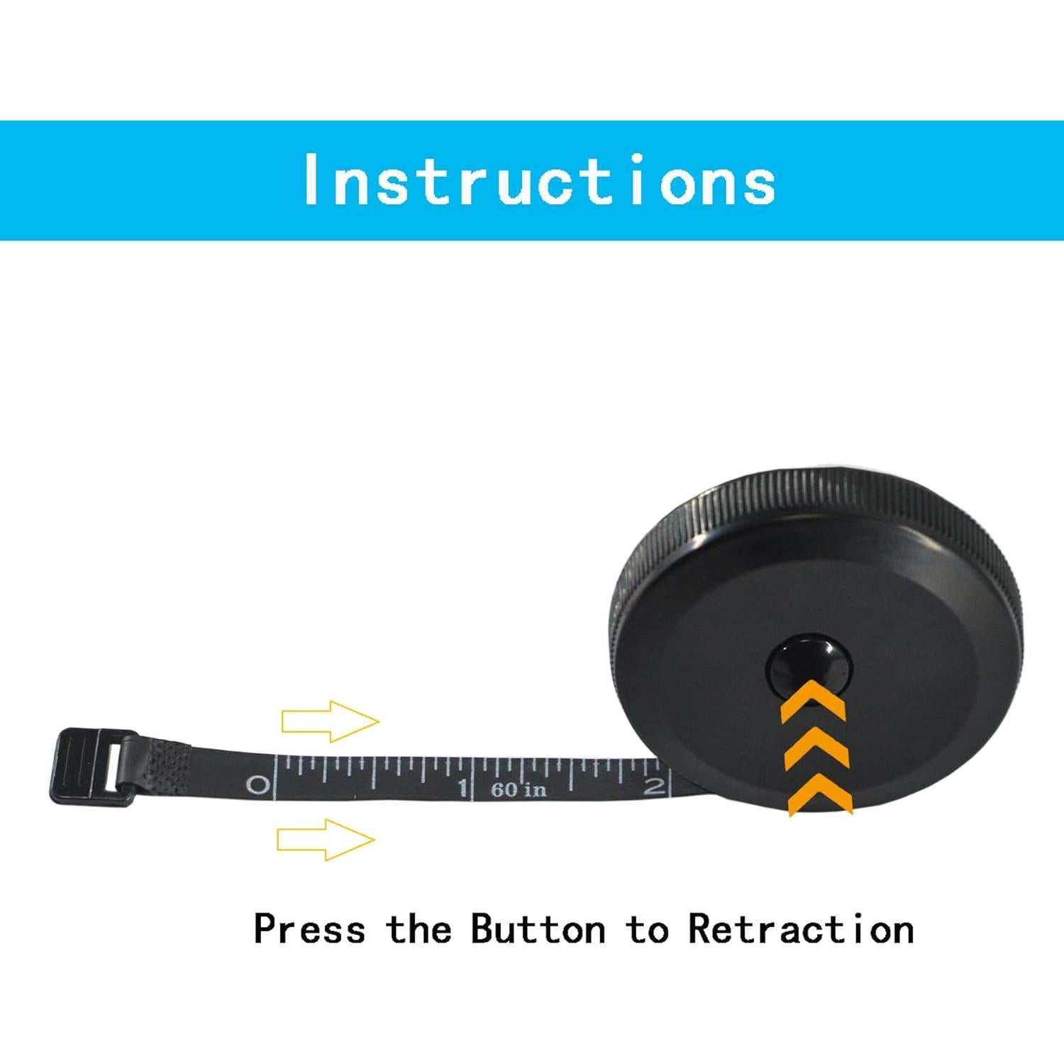 Cinta Métrica Retráctil de Tela HHKJ 150 cm Negra