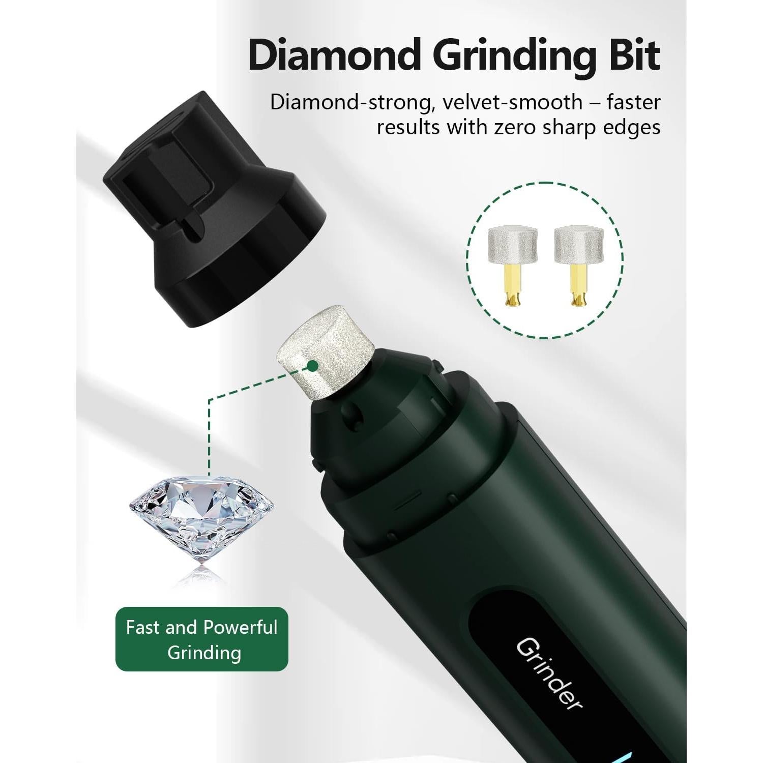 Amoladora de Uñas Eléctrica Weini F12 Verde 5 Velocidades