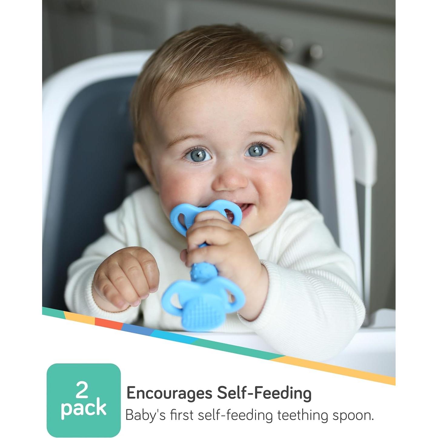 Cucharas de silicona Nuby Dipeez 2 en 1 Azul Verde 2pk