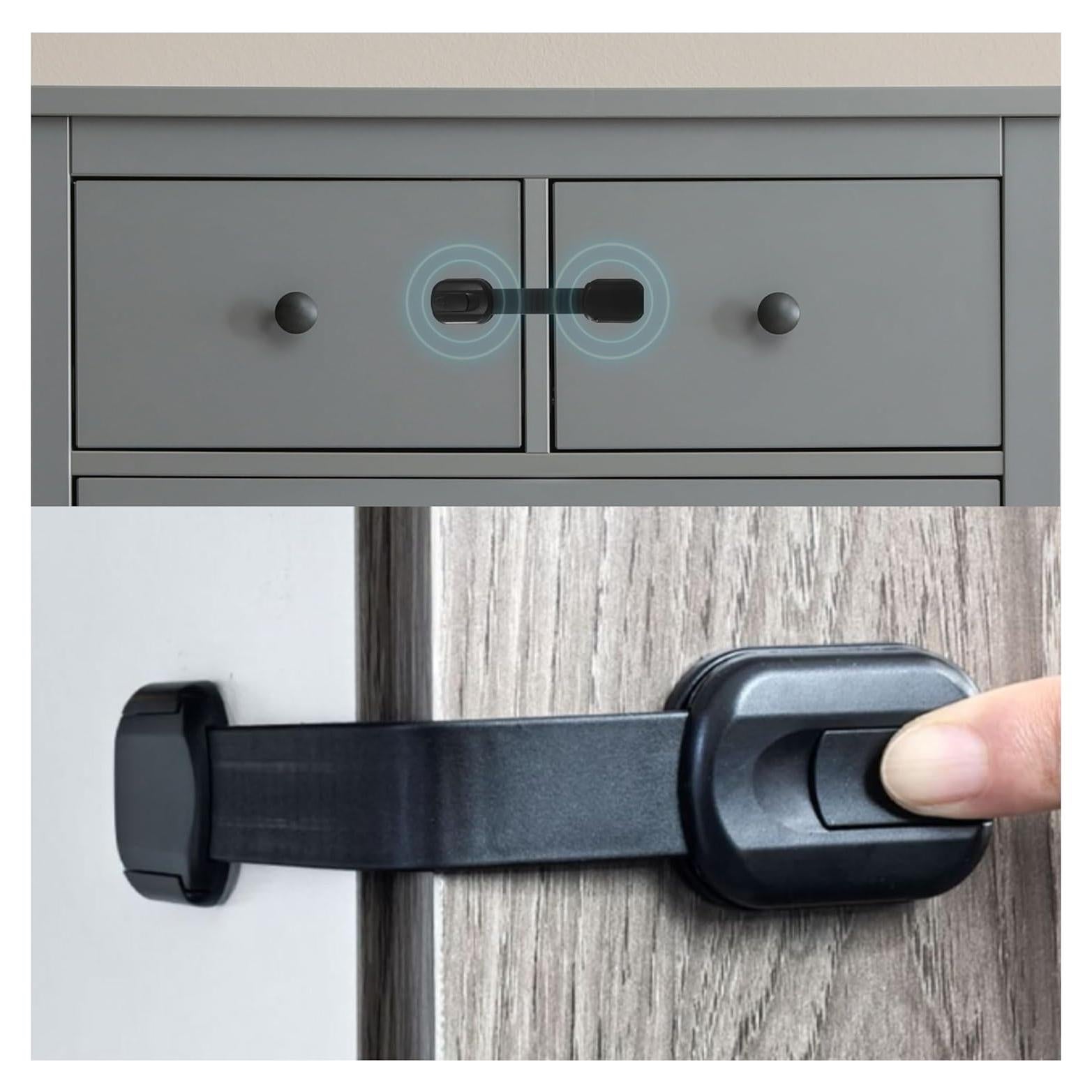 Candados a Prueba de Niños SAFENEST - Paquete de 5 Negro con Adhesivo 3M