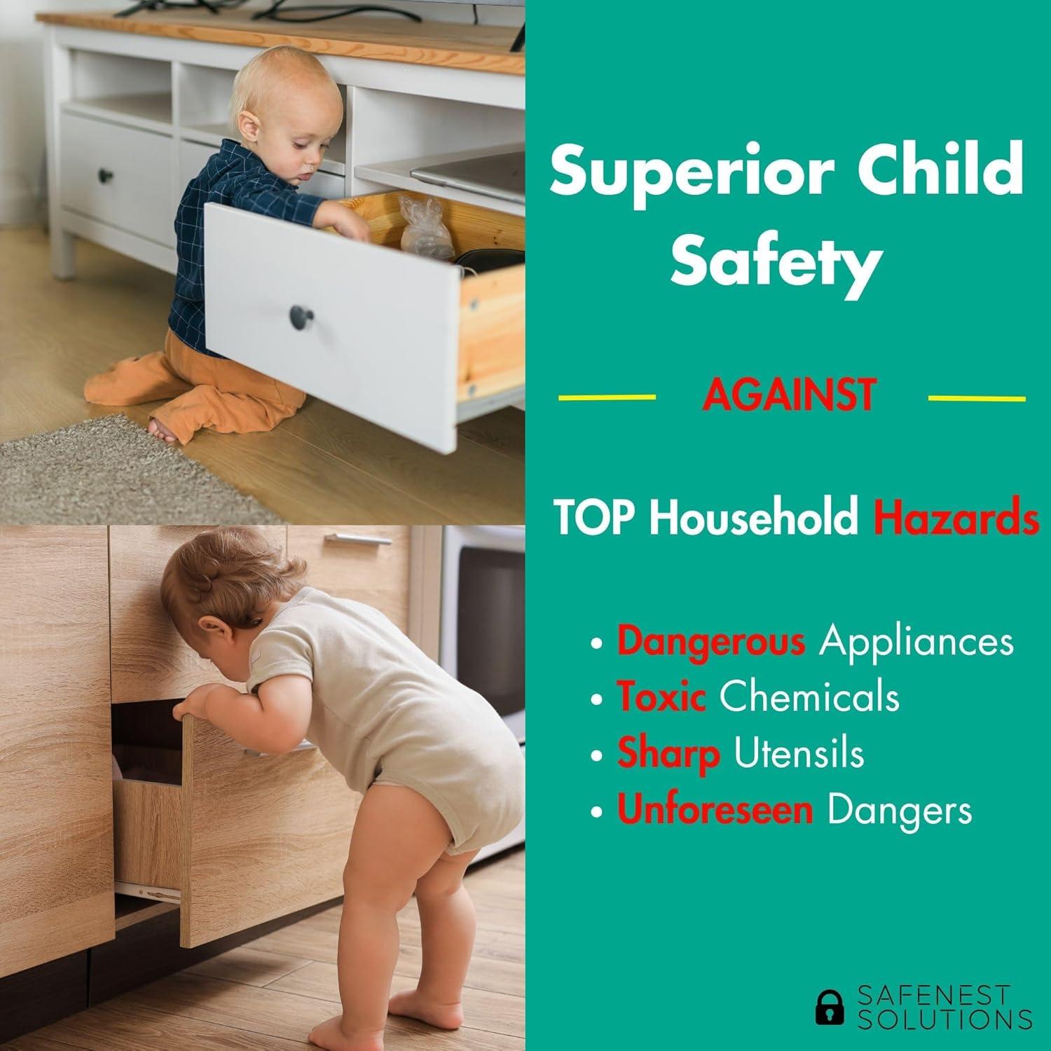 Candados a Prueba de Niños SAFENEST - Paquete de 5 Negro con Adhesivo 3M