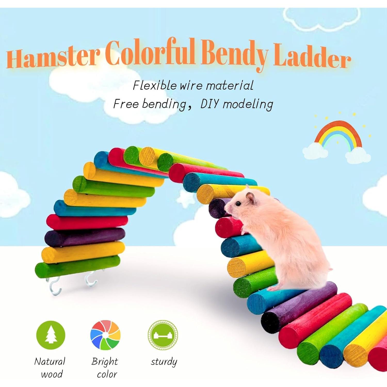 Puente de Madera Colorido para Hámster Hamiledyi 40x10cm