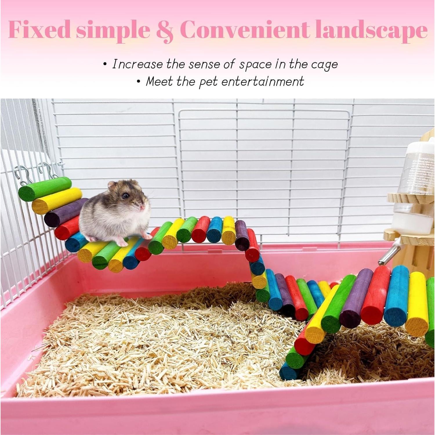 Puente de Madera Colorido para Hámster Hamiledyi 40x10cm