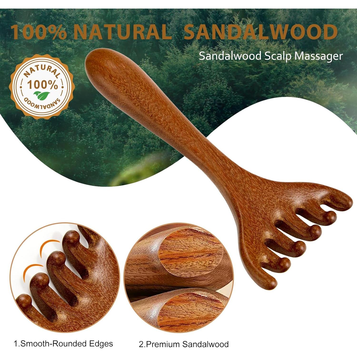 Masajeador de Cuero Cabelludo MoyRetty 6 Garras de Sándalo