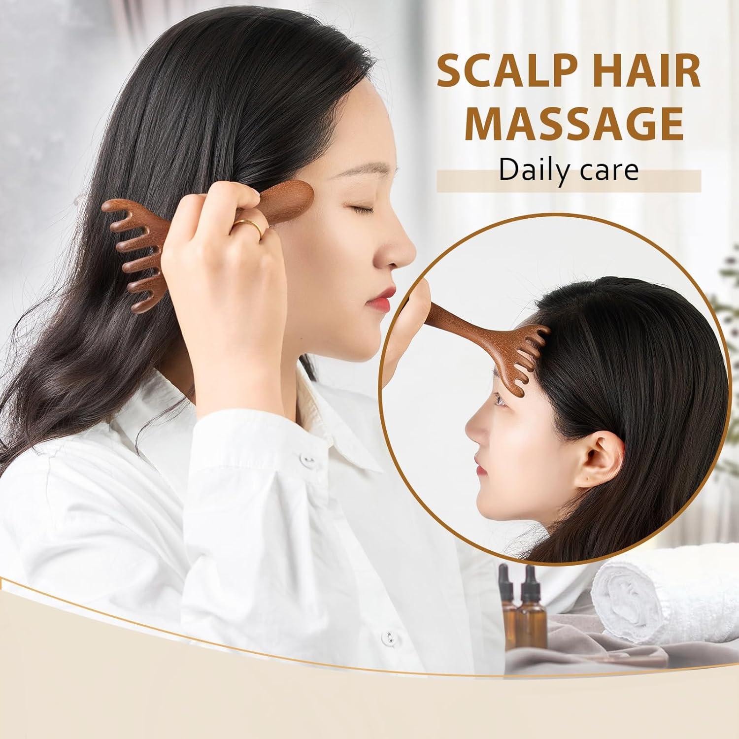 Masajeador de Cuero Cabelludo MoyRetty 6 Garras de Sándalo