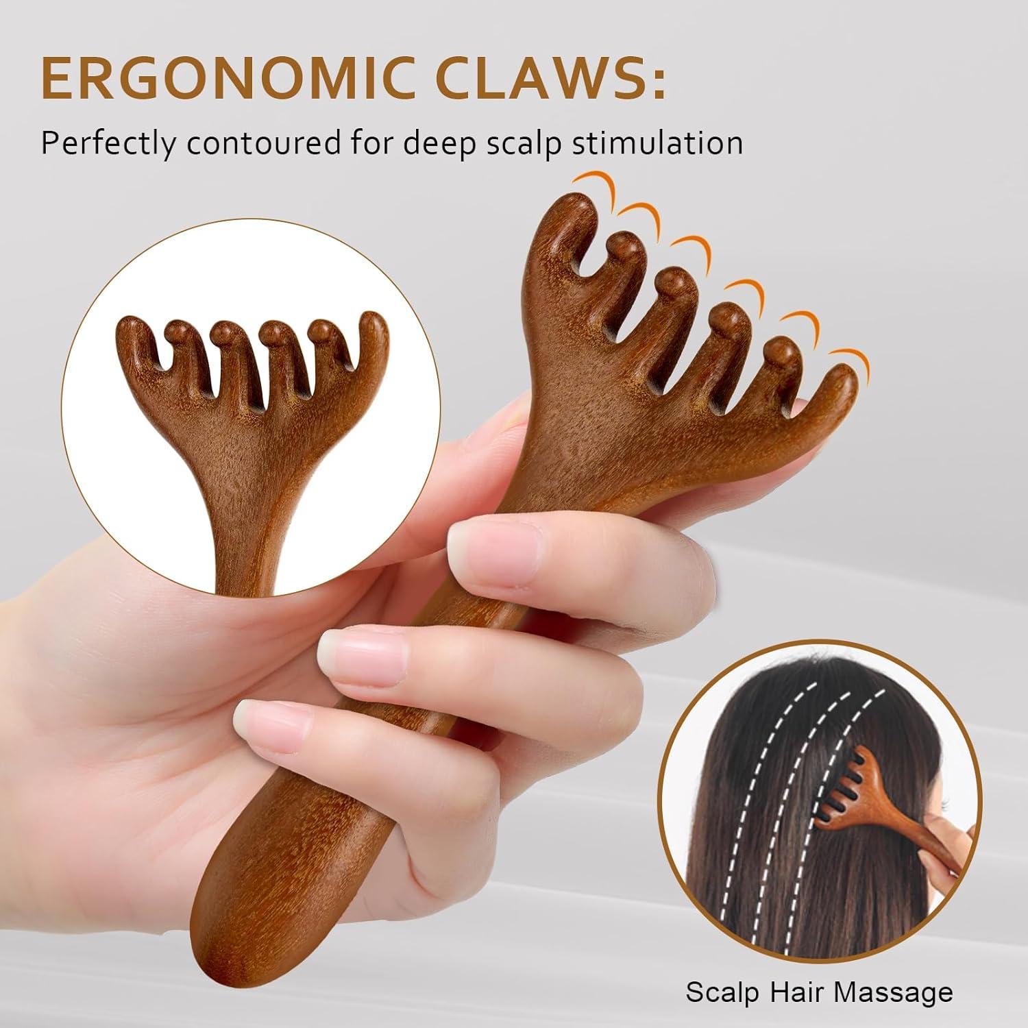 Masajeador de Cuero Cabelludo MoyRetty 6 Garras de Sándalo