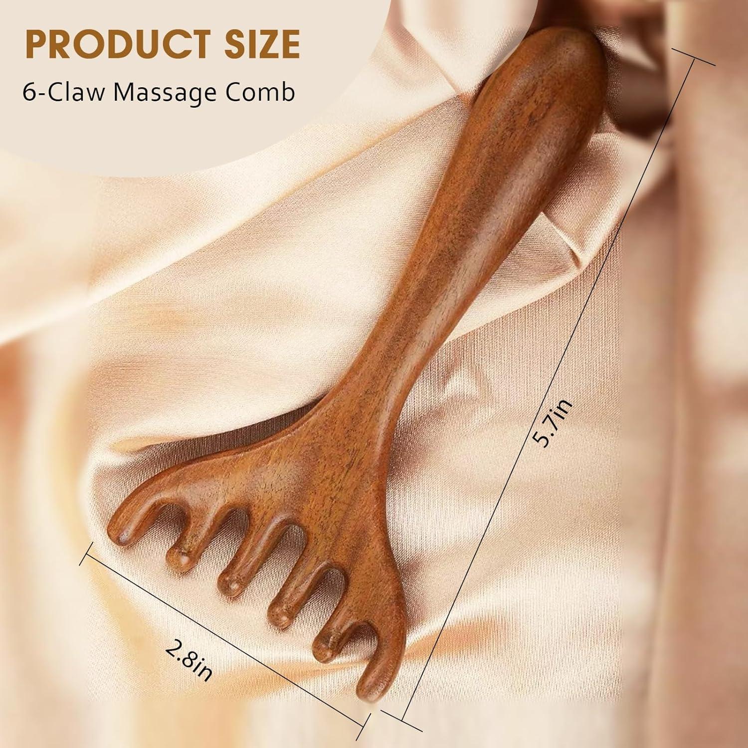 Masajeador de Cuero Cabelludo MoyRetty 6 Garras de Sándalo