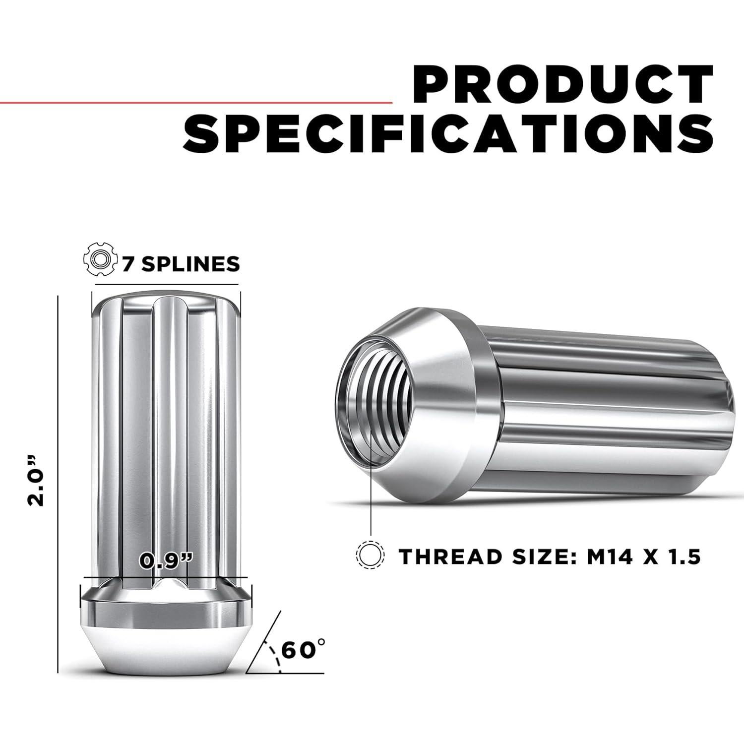 Tuerca de Llantas White Knight M14x1.5 Cromo 7 Puntas - 4 Pzas