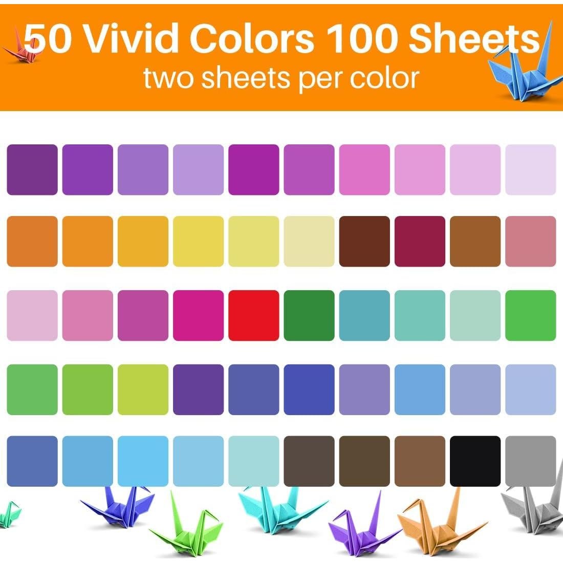 Papel de Origami Opret 100 Hojas 10x10cm 50 Colores Vivos