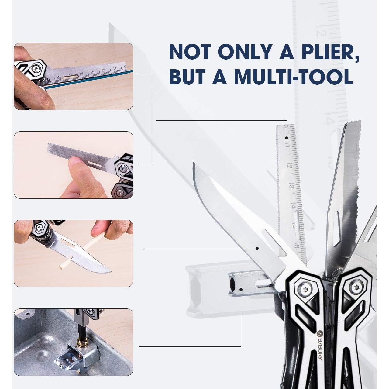 BIBURY Alicates Multiherramienta 21 en 1 Acero Inoxidable