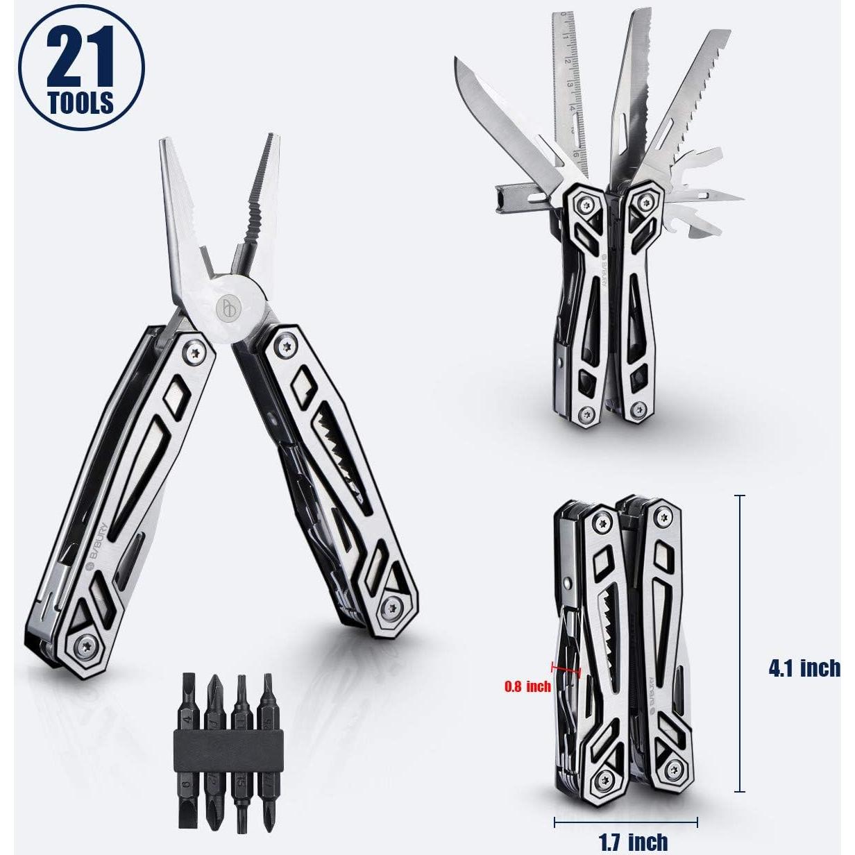 BIBURY Alicates Multiherramienta 21 en 1 Acero Inoxidable