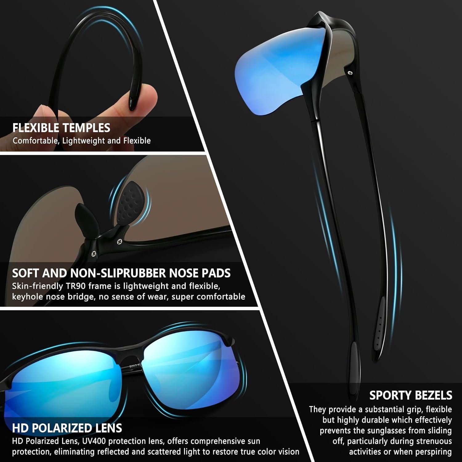 Gafas de sol deportivas SUNGAIT polarizadas UV400 para hombres