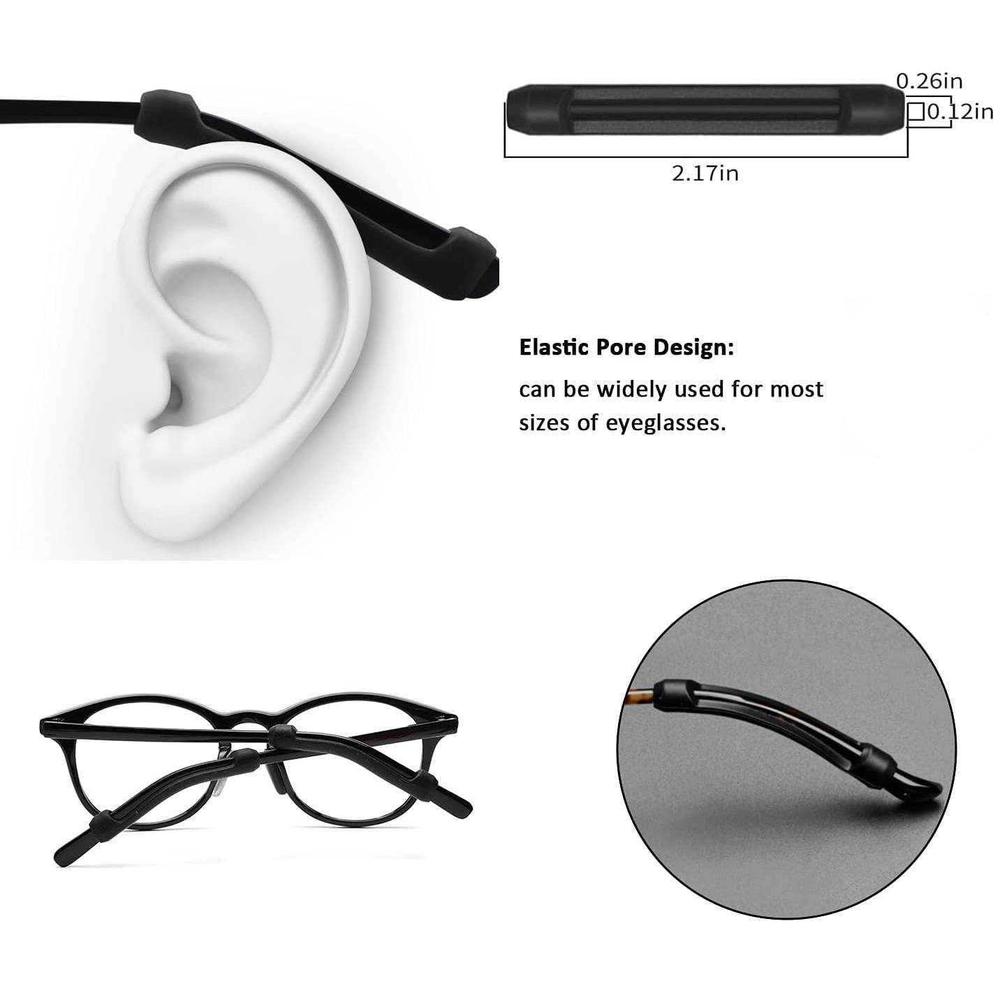 Fundas de Silicona para Patillas de Gafas PTSLKHN - 5 Pares Antideslizantes