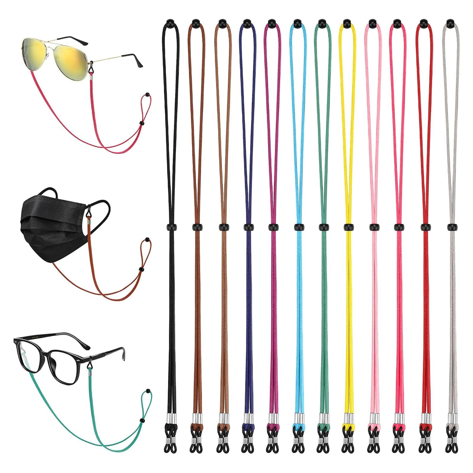 Juego de 12 Correas para Gafas Ajustables de Cuero Colorido