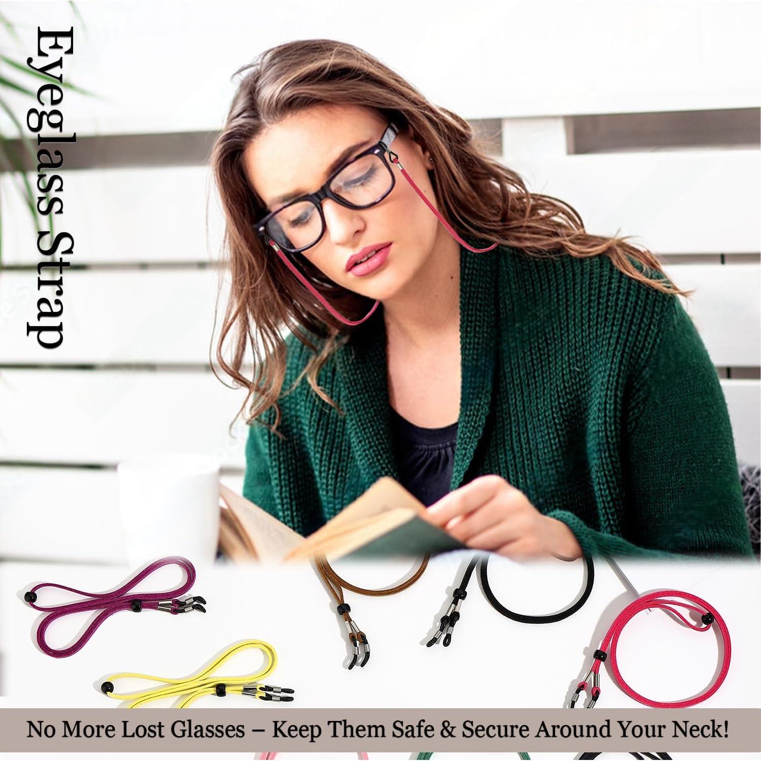 Juego de 12 Correas para Gafas Ajustables de Cuero Colorido