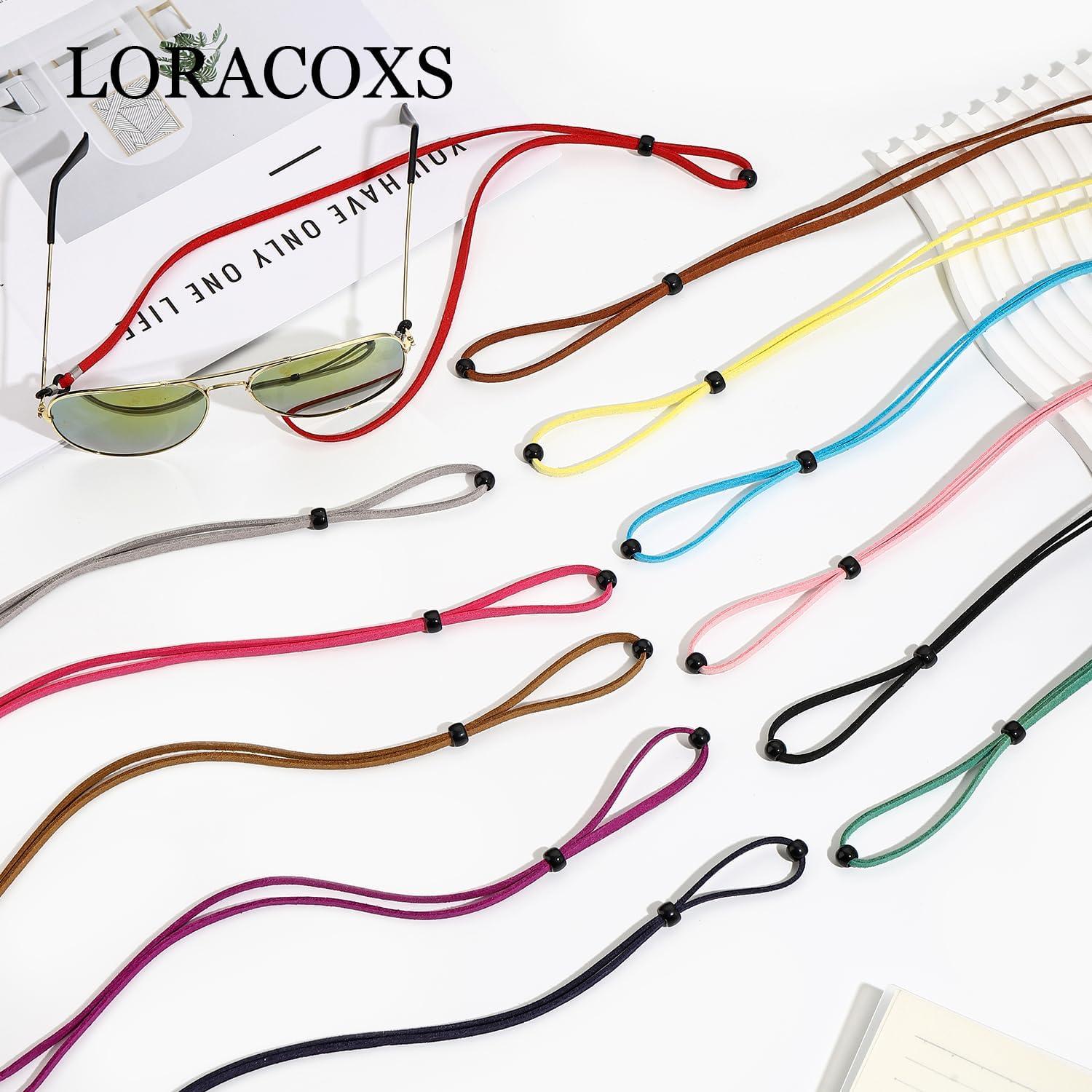 Juego de 12 Correas para Gafas Ajustables de Cuero Colorido