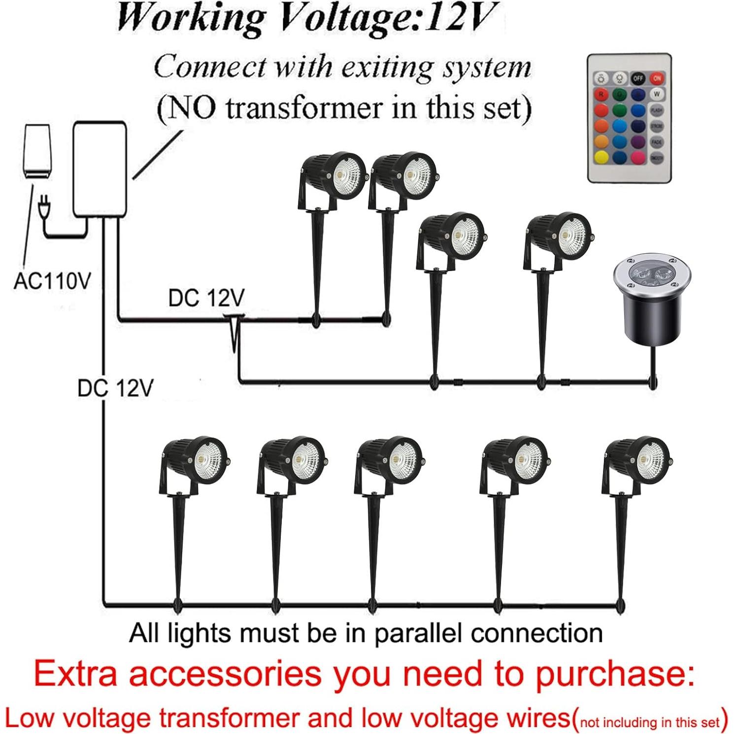 Foco LED de Paisaje RGB 5W AHSELLUS IP66 con Control Remoto