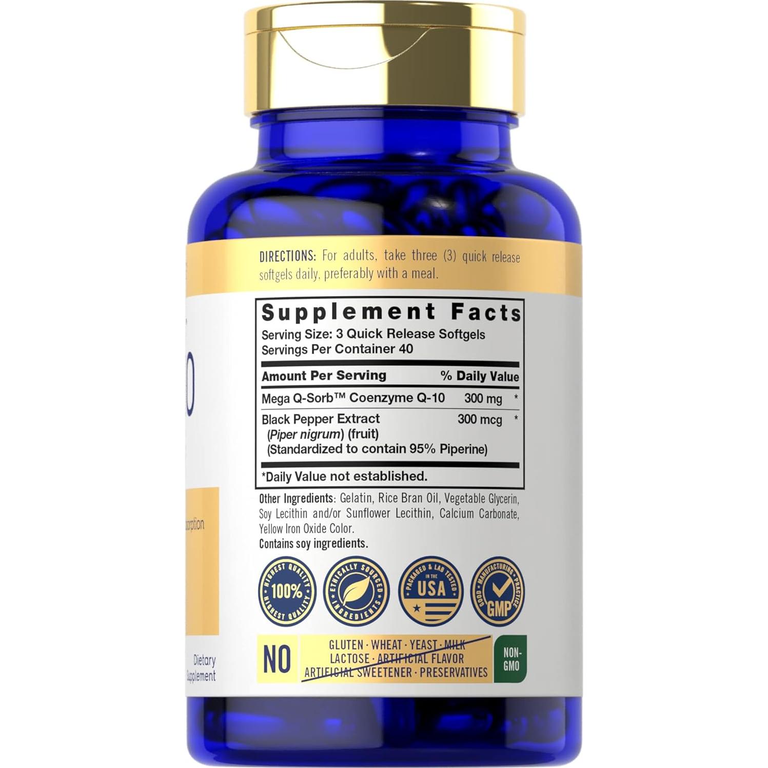 Carlyle CoQ10 300mg Mega Q-Sorb 120 Gelatinas Blandas