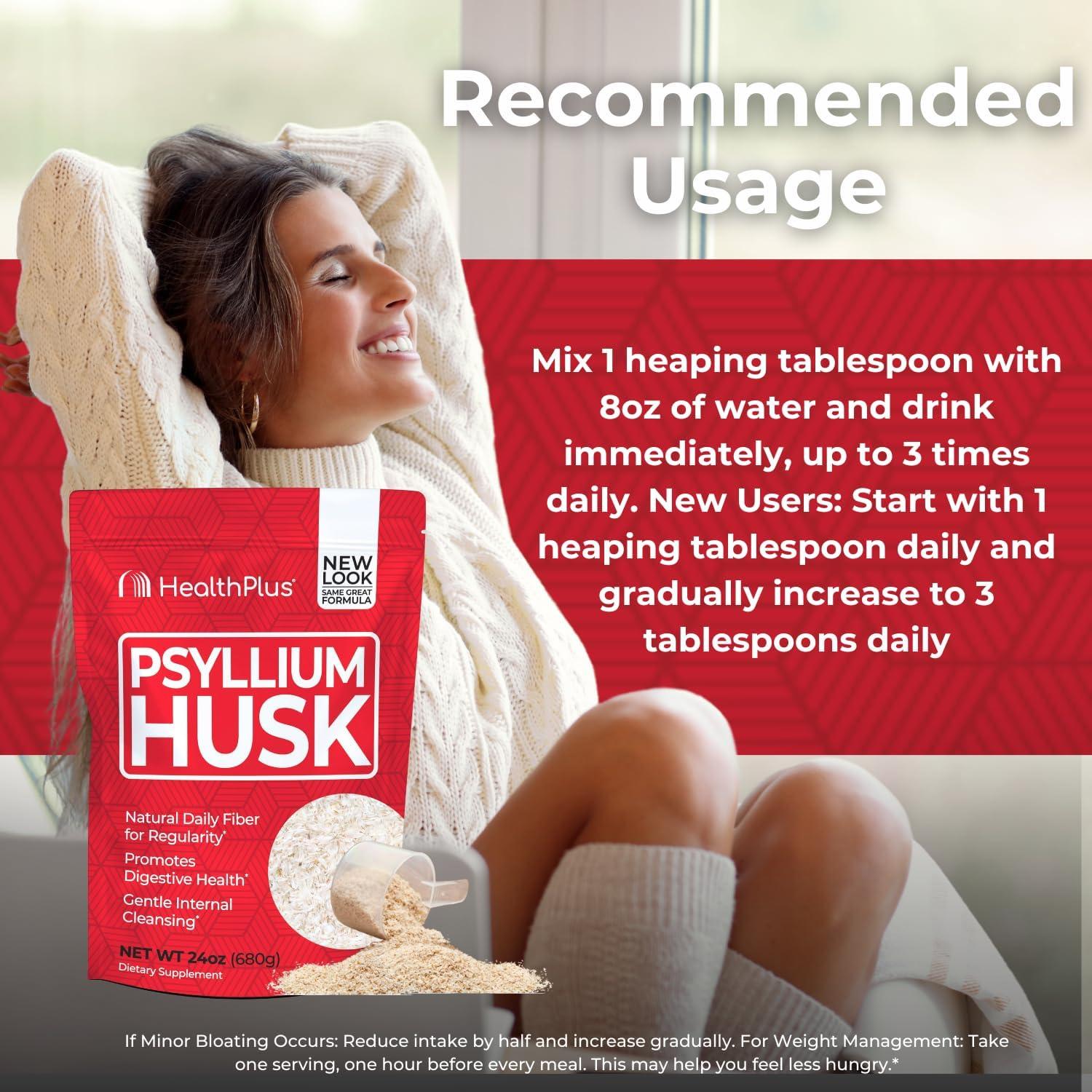 Cápsulas de Psyllium Health Plus 680g - Suplemento de Fibra