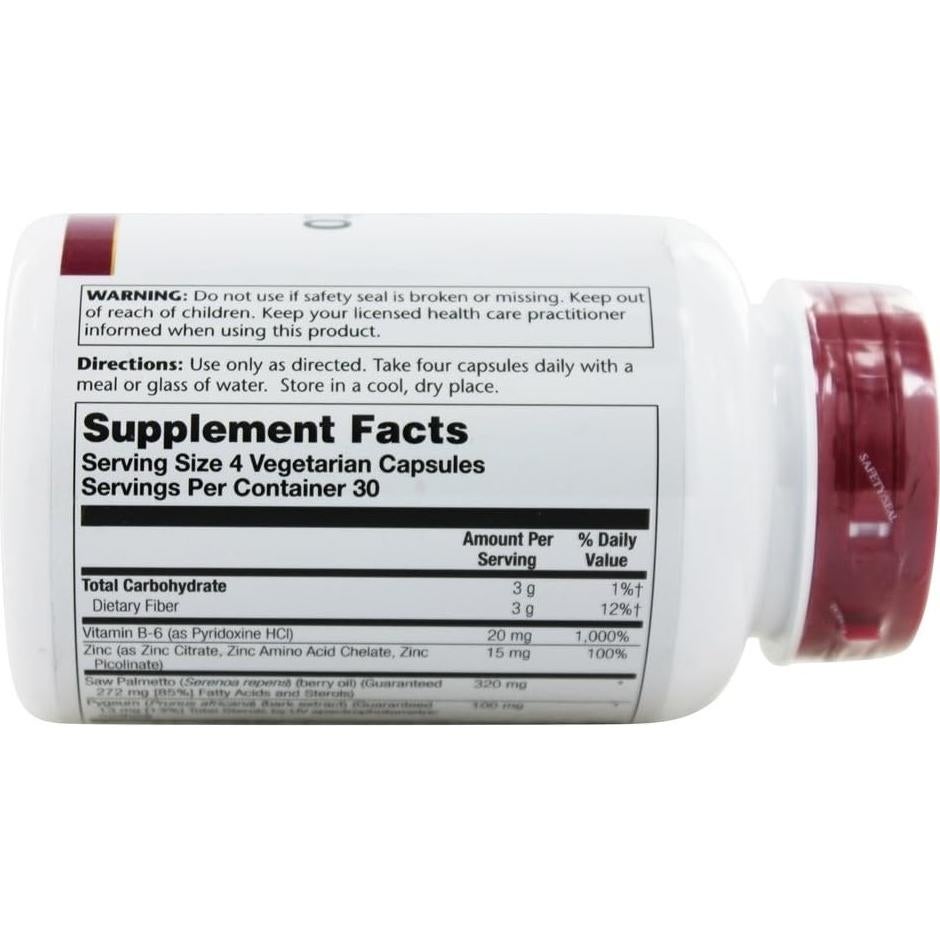 Suplemento Solaray de Pygeum y Saw Palmetto 120 Cápsulas Vegetarianas