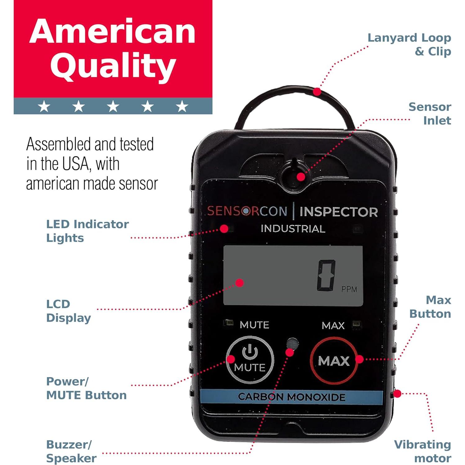 Detector de Monóxido de Carbono Portátil Sensorcon INS2-CO-01