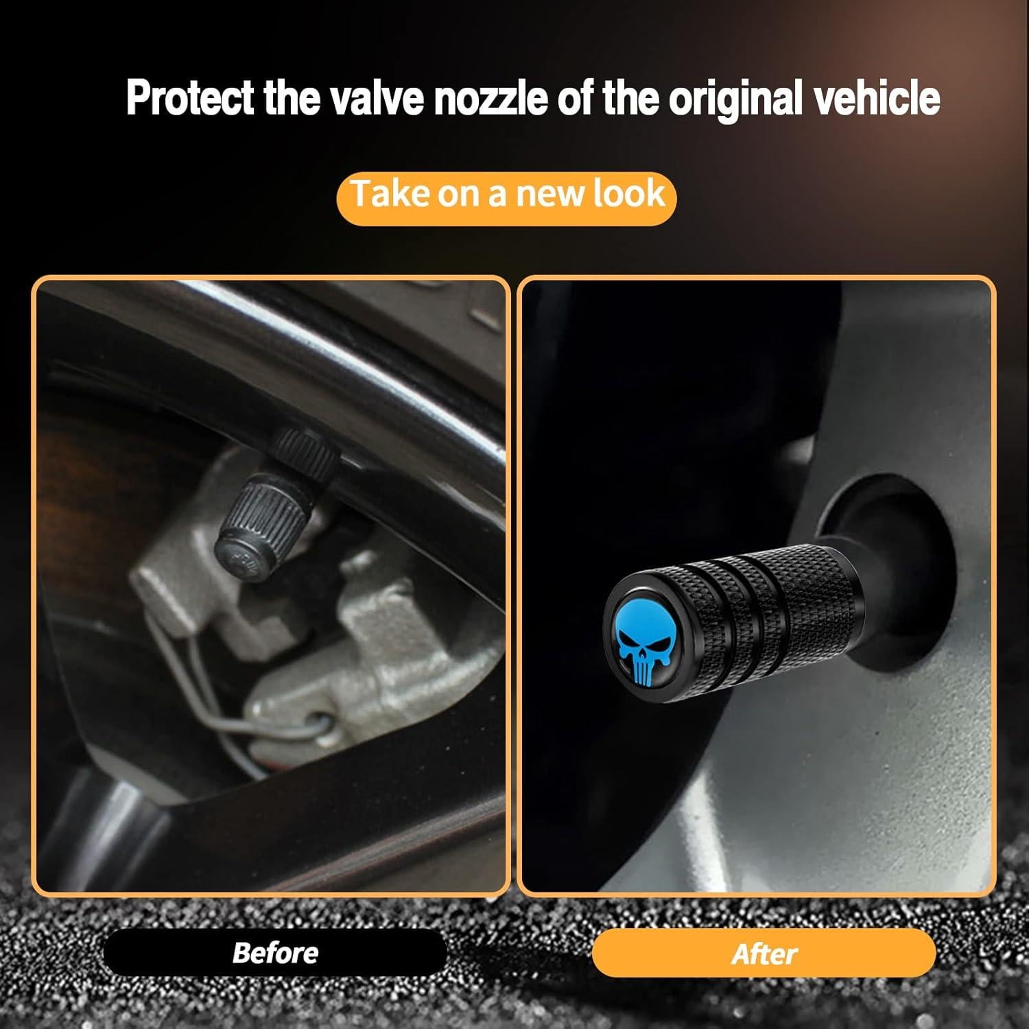 Tapas de Válvula de Neumático Sodcay 4 PCS Calavera Azul