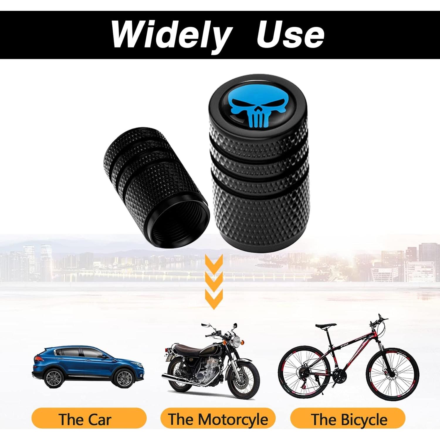 Tapas de Válvula de Neumático Sodcay 4 PCS Calavera Azul