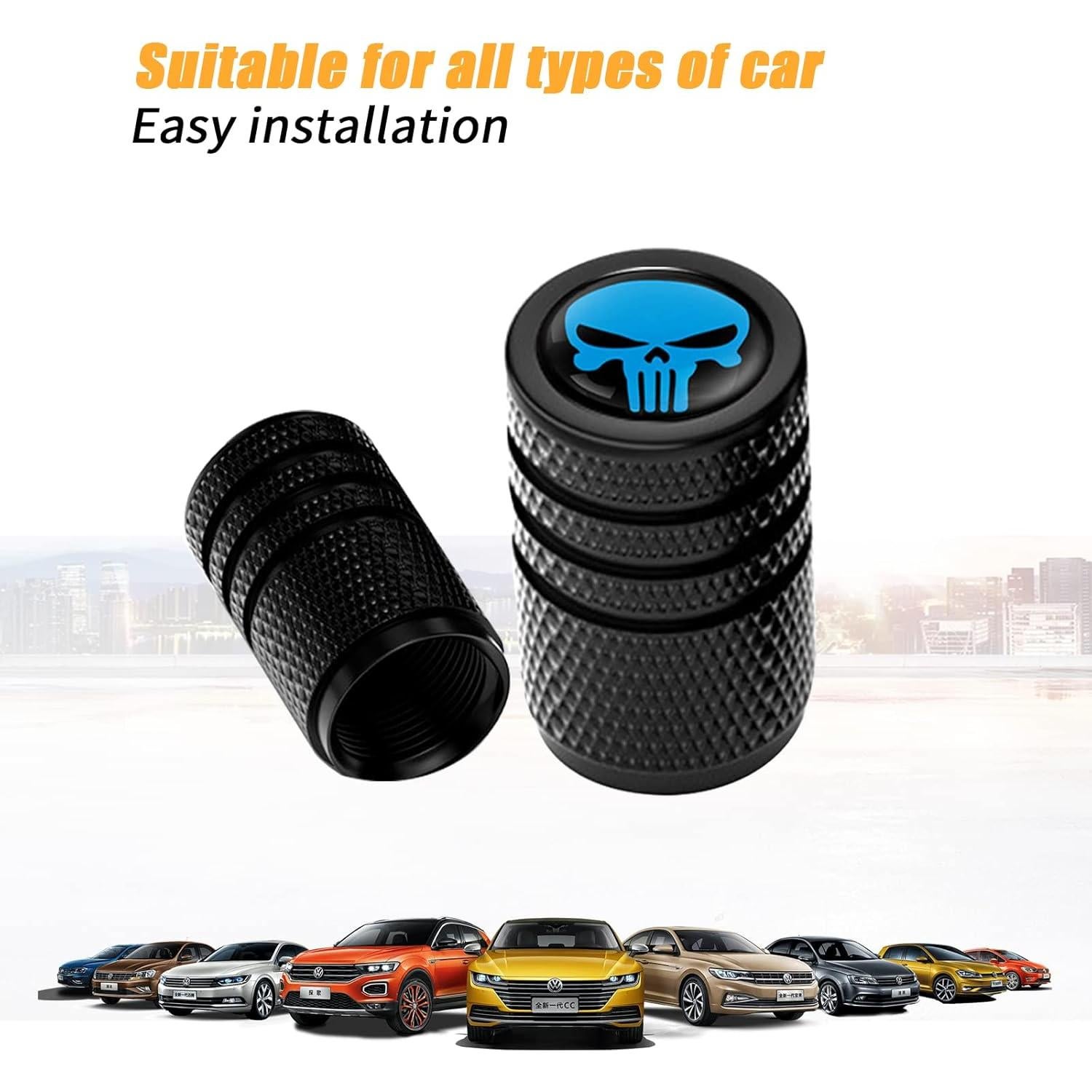 Tapas de Válvula de Neumático Sodcay 4 PCS Calavera Azul