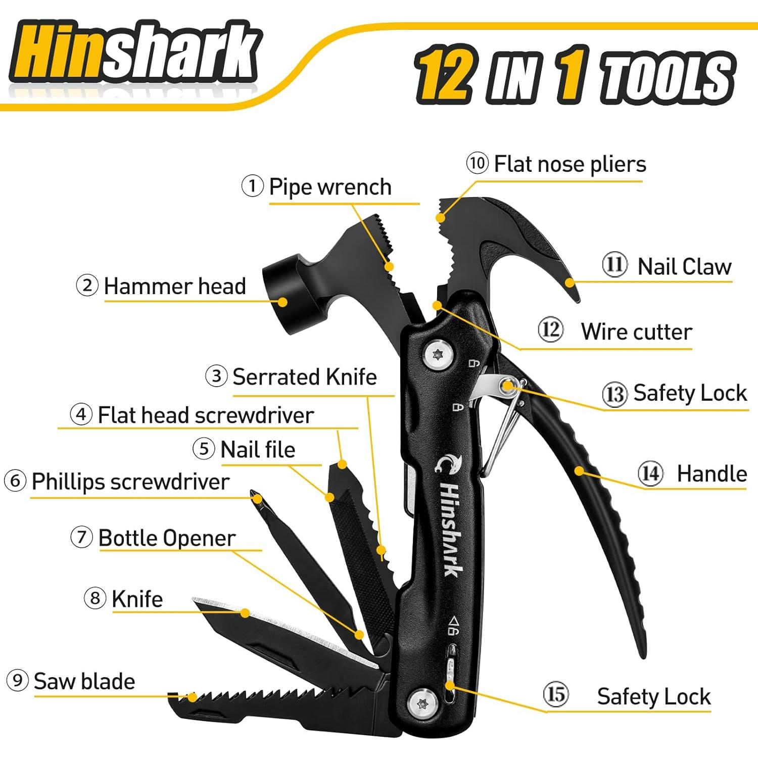 Multiherramienta Martillo 12 en 1 Hinshark - Regalo Único