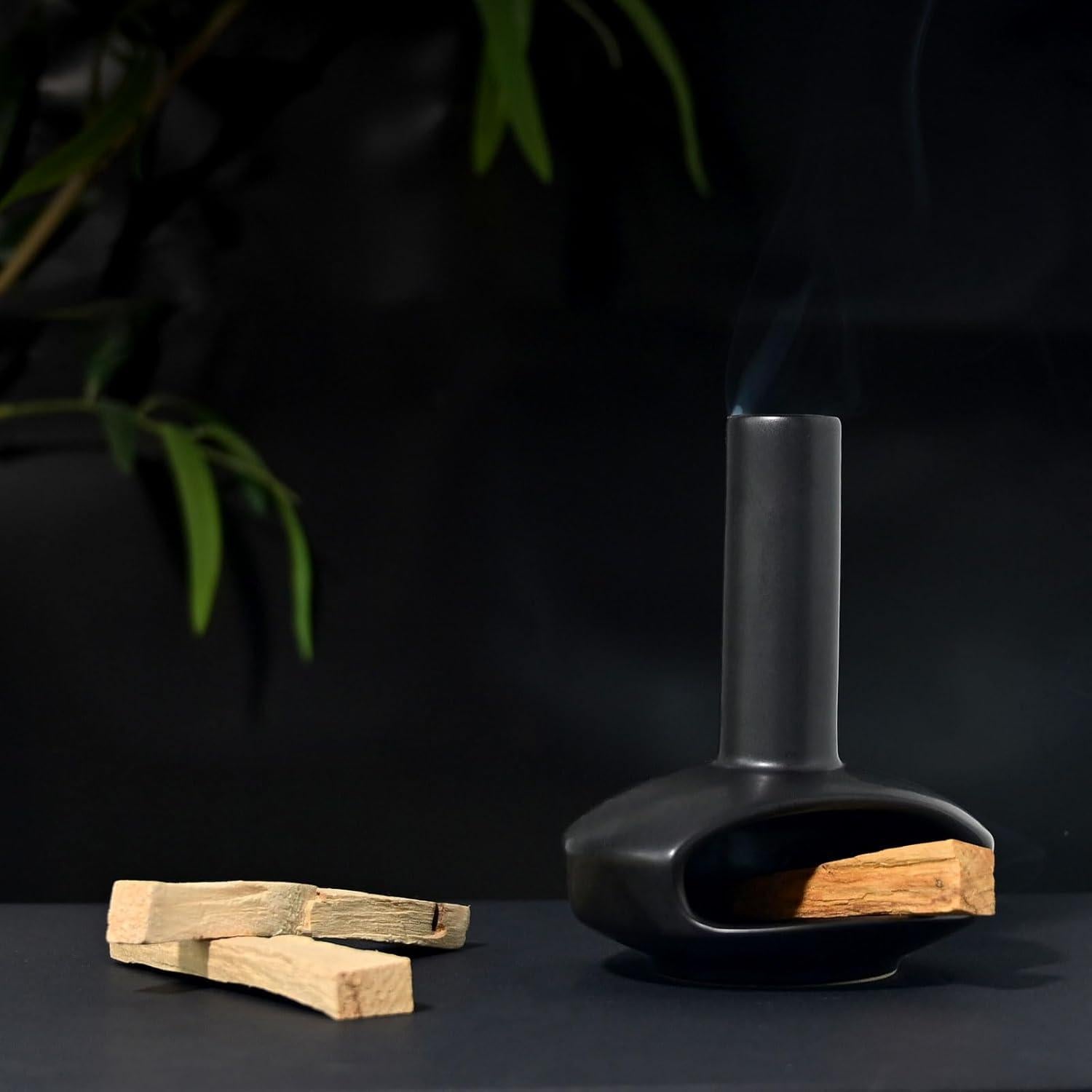 Soporte de Incienso Cerámica Tnstbiee Moderno Negro 9.1cm