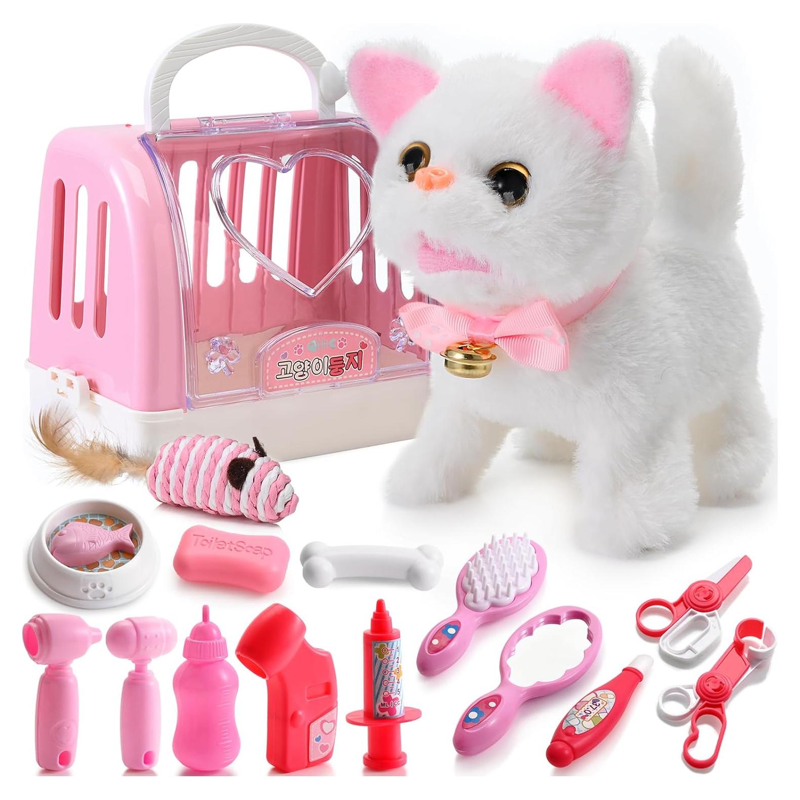 Juguete Electrónico Interactivo de Gato WorWoder Blanco 22cm