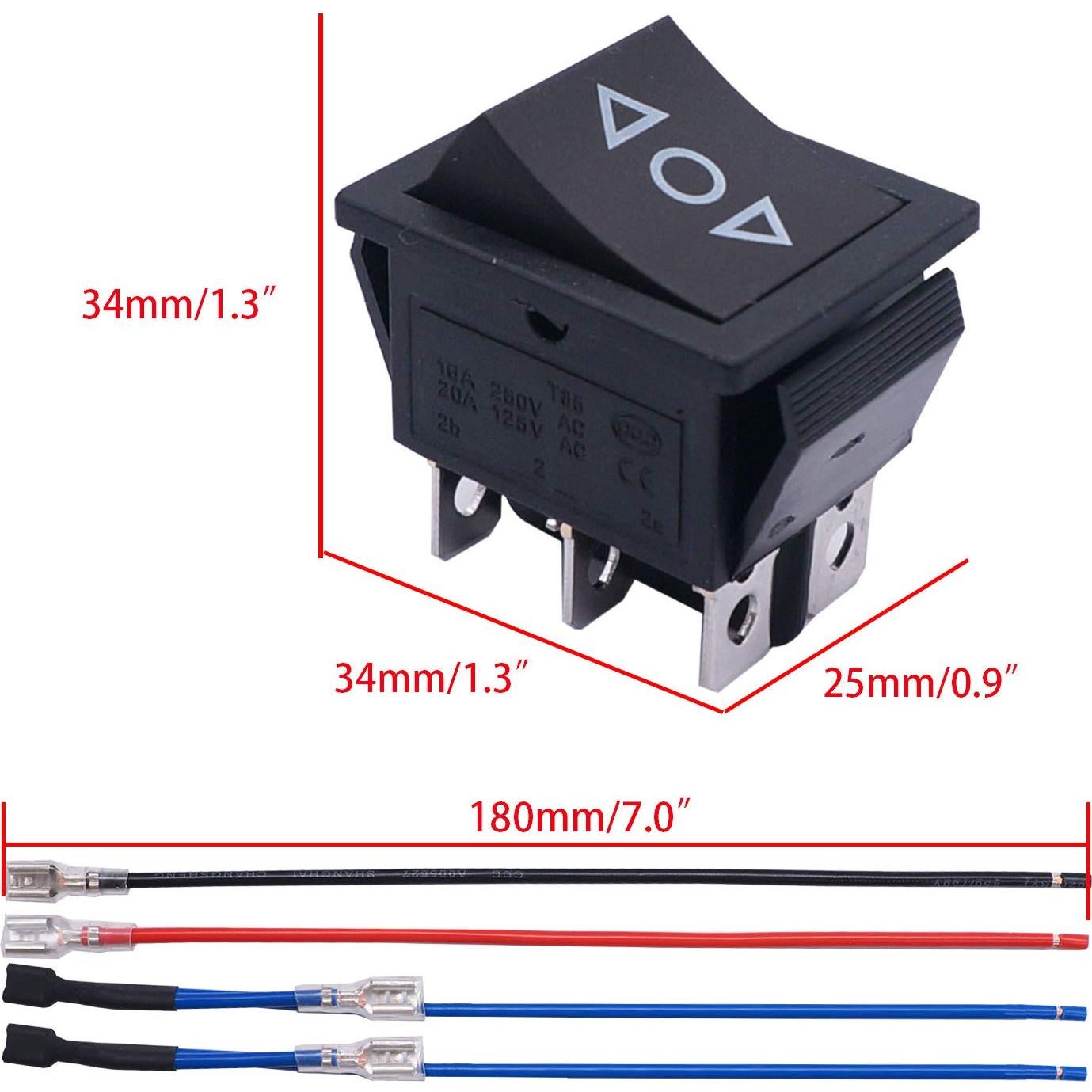 Interruptor de Palanca Weideer 20A 12V DC DPDT 6 Pines ON-Off-ON