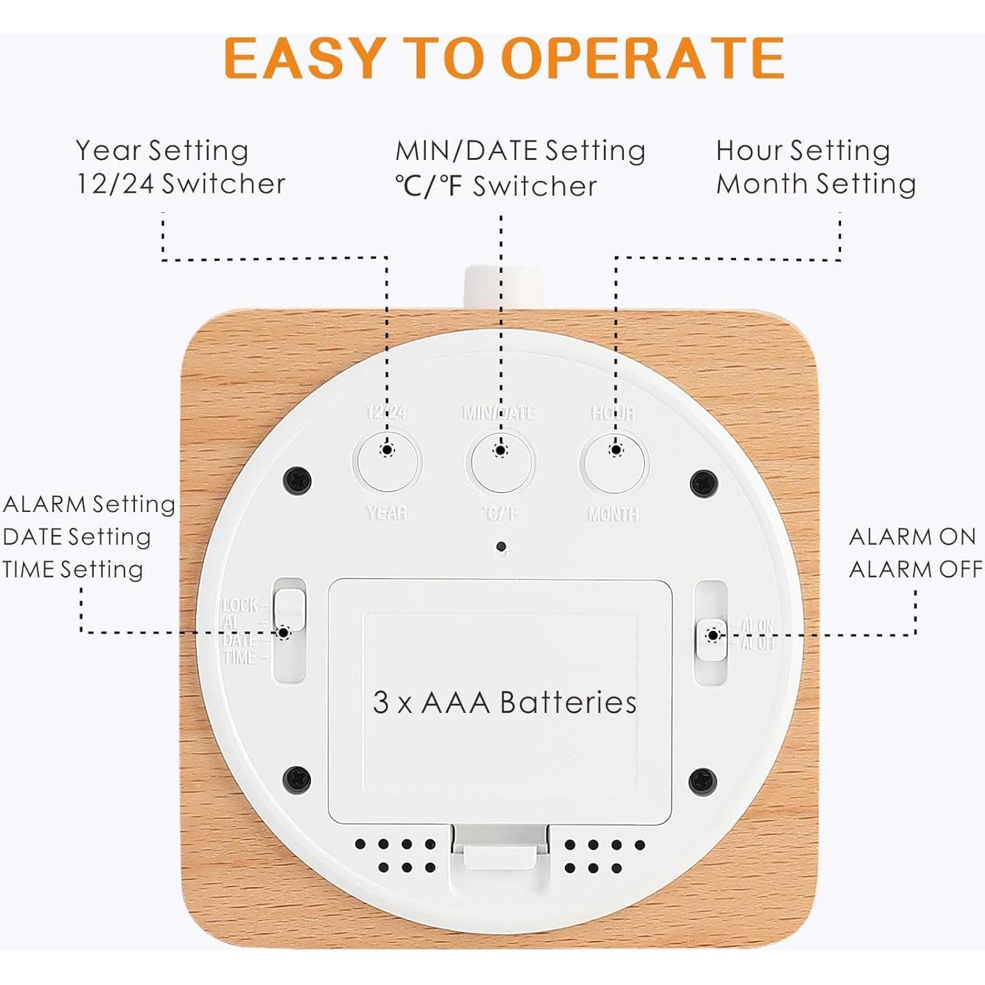 Reloj Despertador Digital Plumeet de Madera 10.16 cm con Luz