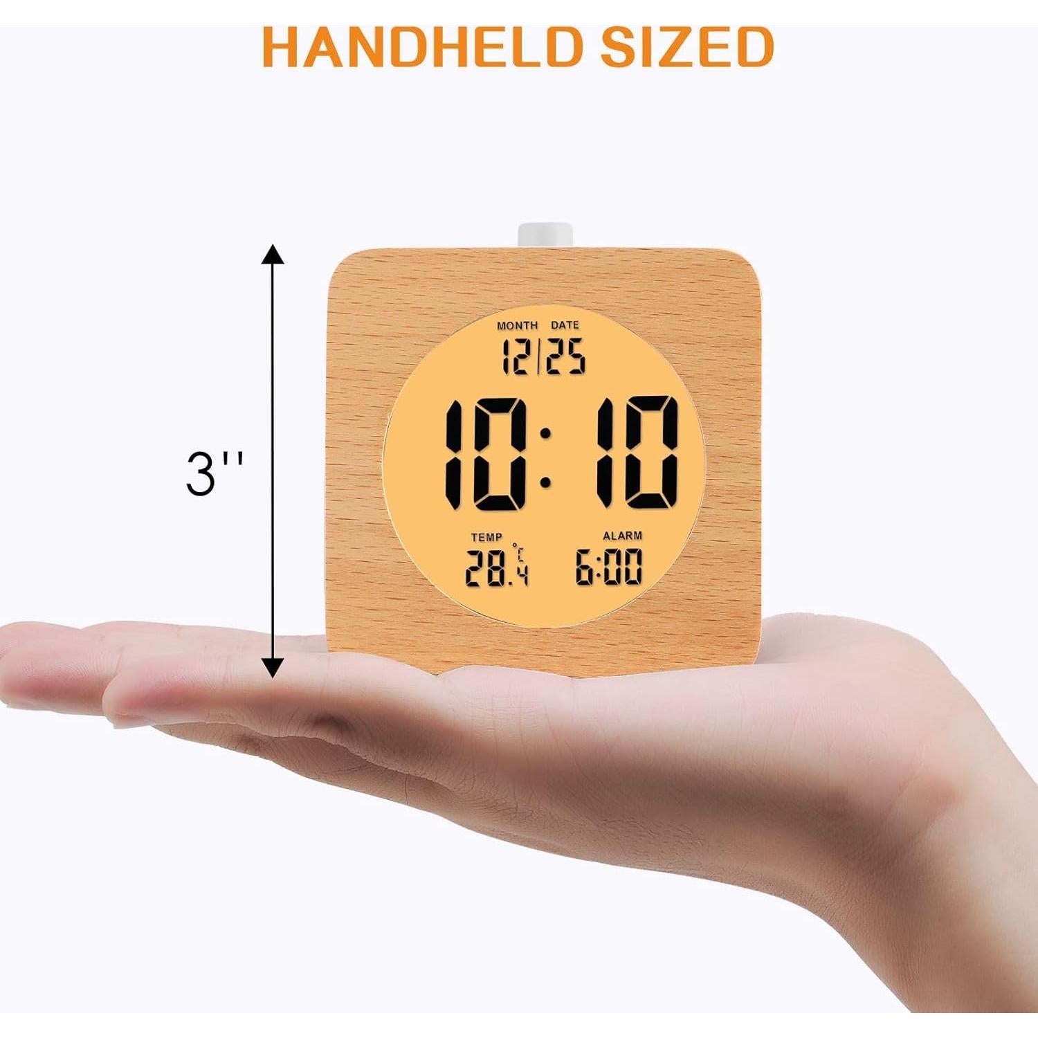 Reloj Despertador Digital Plumeet de Madera 10.16 cm con Luz