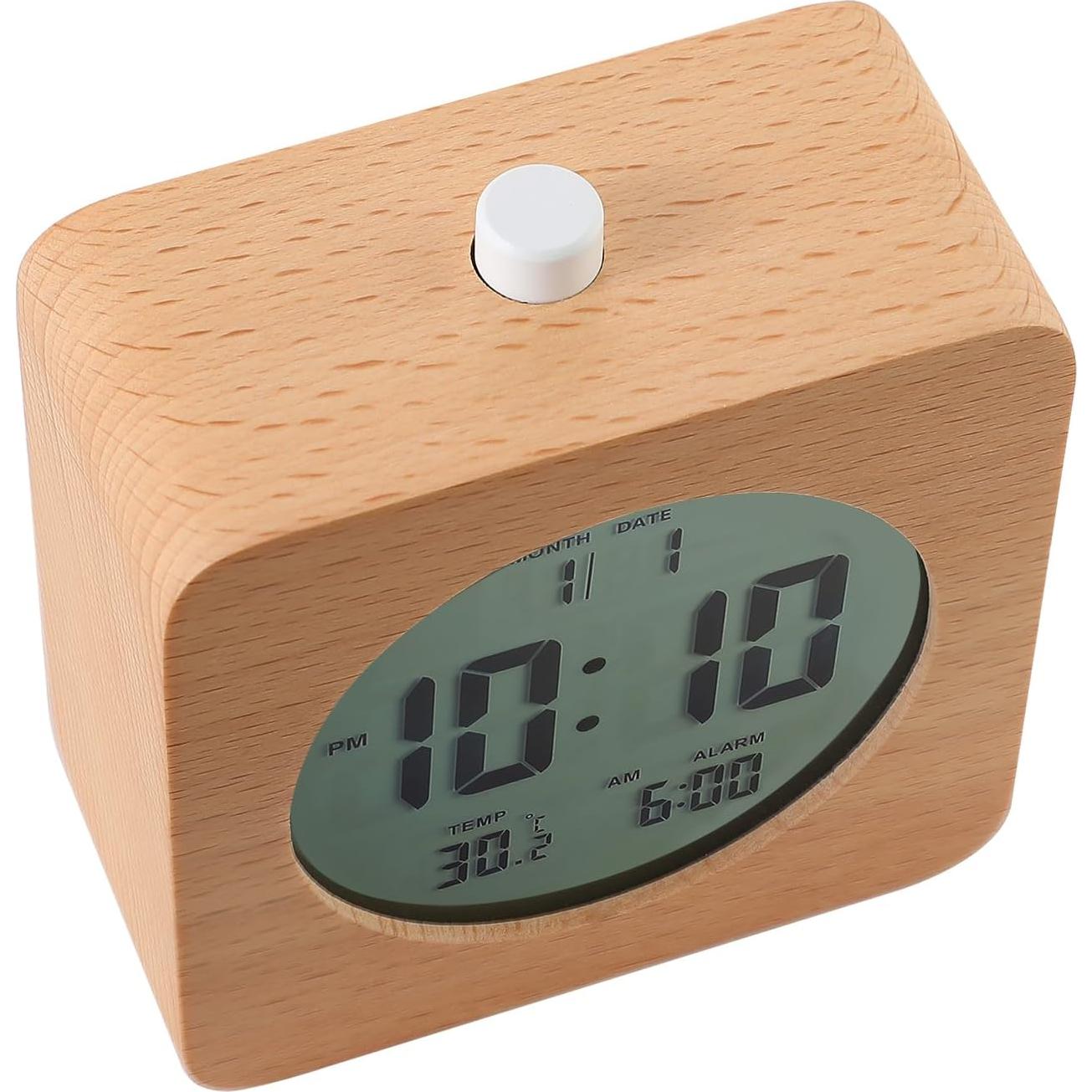 Reloj Despertador Digital Plumeet de Madera 10.16 cm con Luz