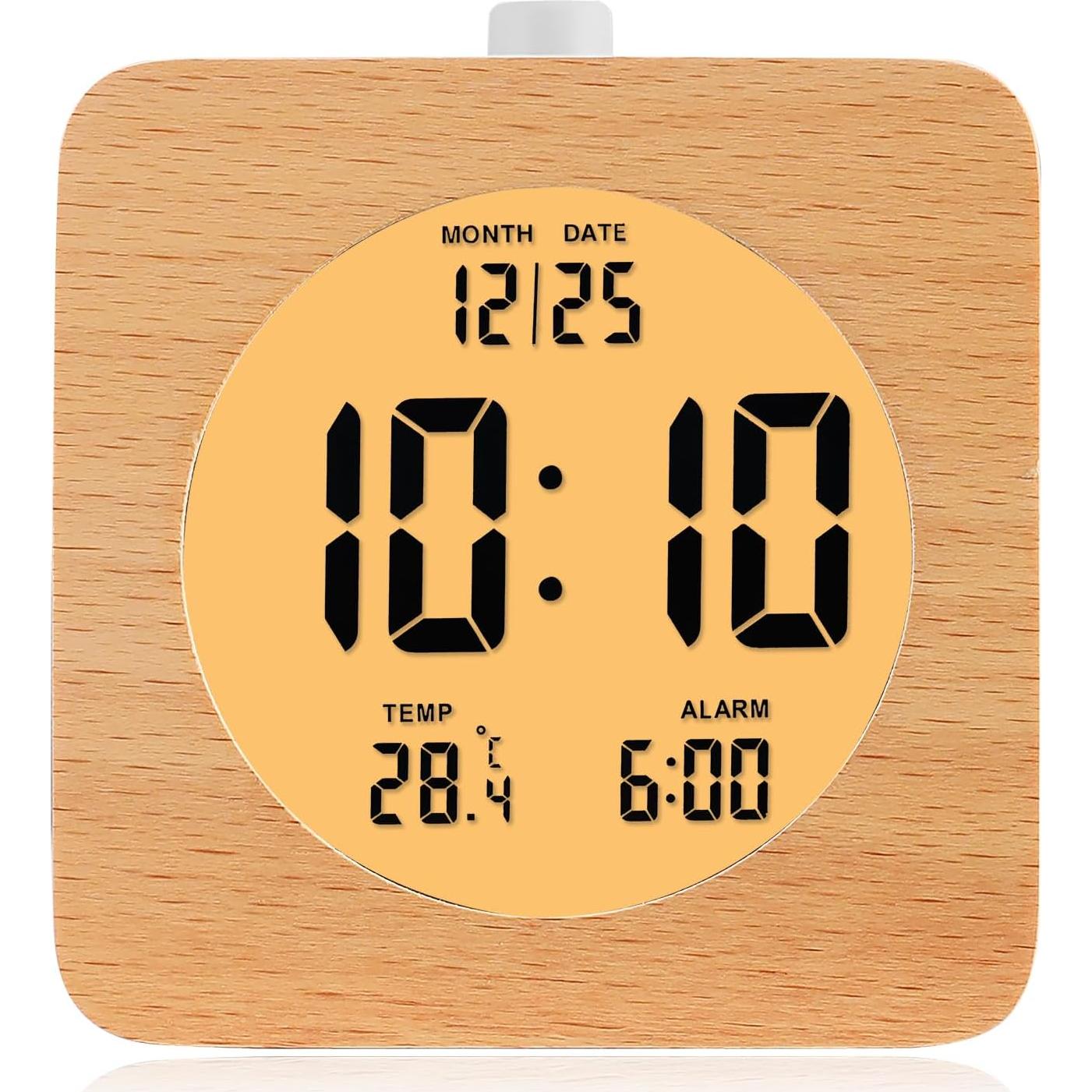 Reloj Despertador Digital Plumeet de Madera 10.16 cm con Luz