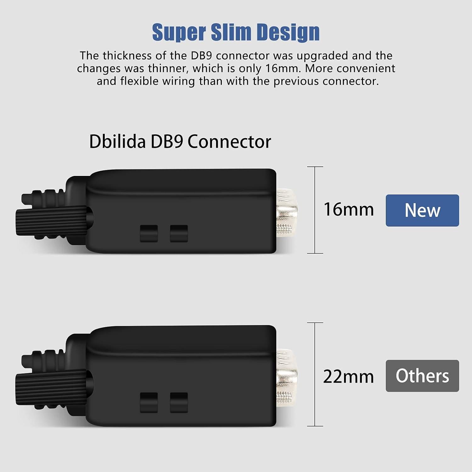 Conector DB9 sin soldadura Dbilida 2 Machos 2 Hembras 16mm