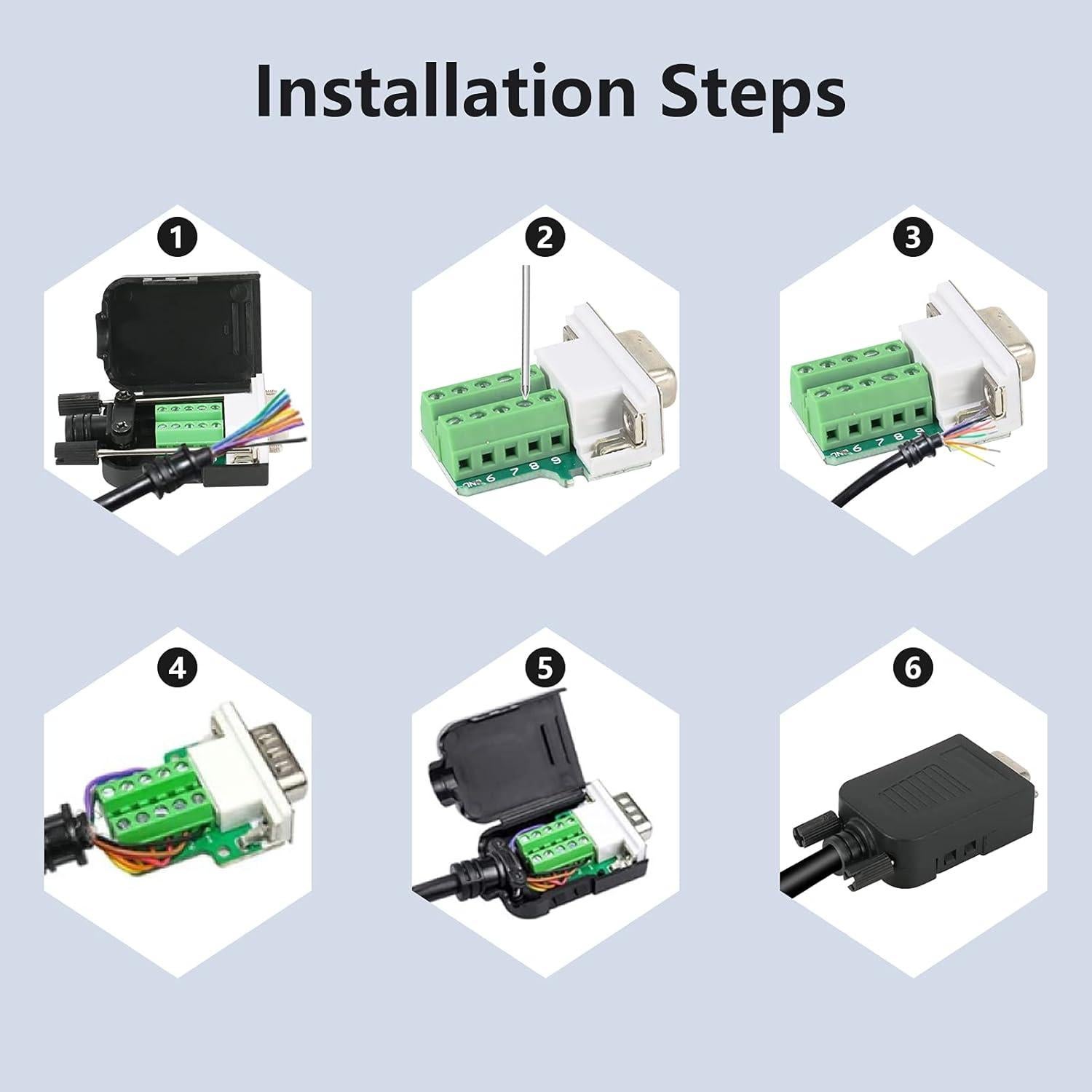 Conector DB9 sin soldadura Dbilida 2 Machos 2 Hembras 16mm