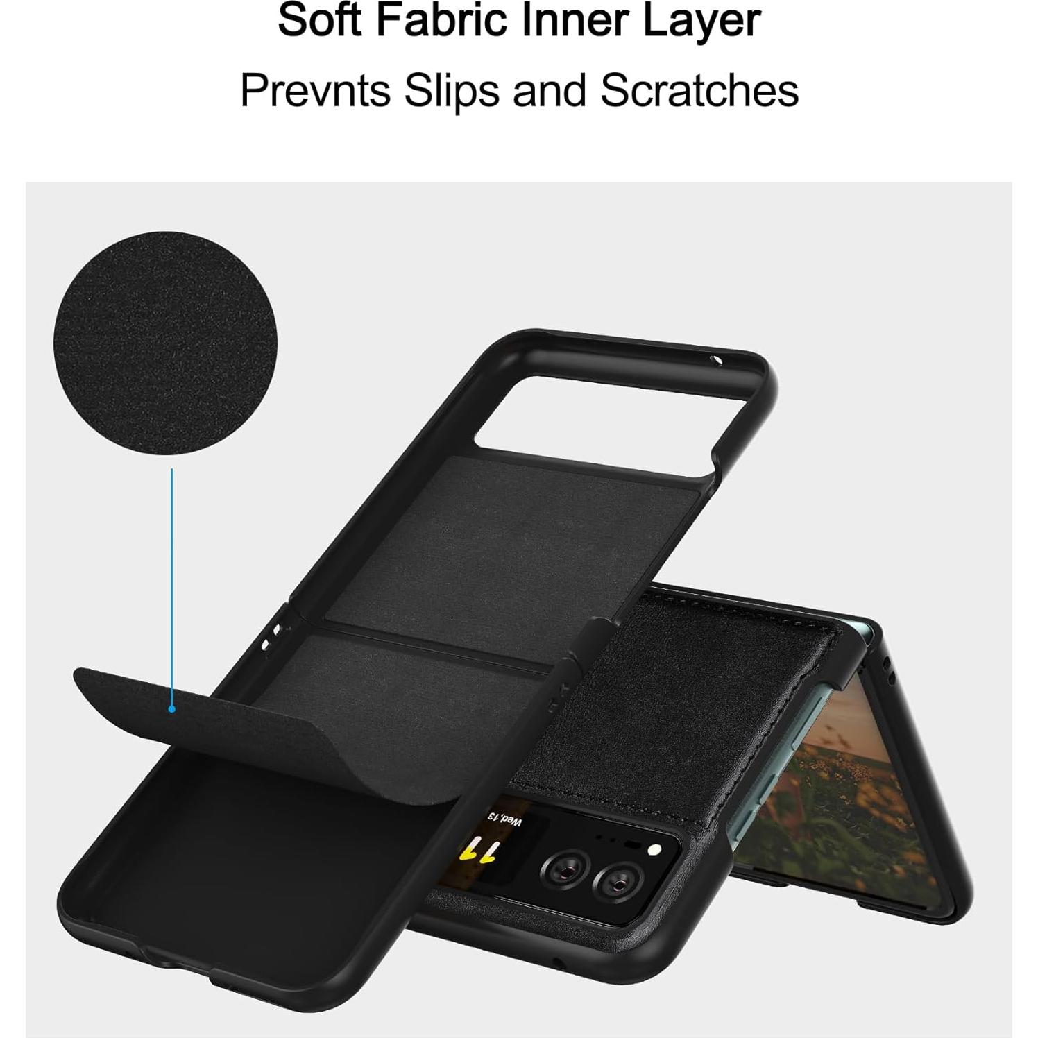 Funda de Cuero Foluu para Motorola Razr 2023 - Negro, Ultra Delgado