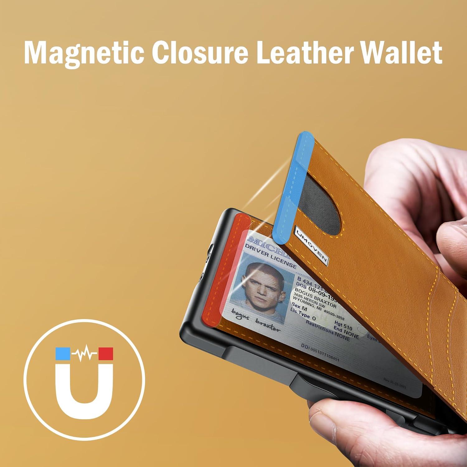 Cartera Minimalista de Cuero UmoveN con Bloqueo RFID Marrón