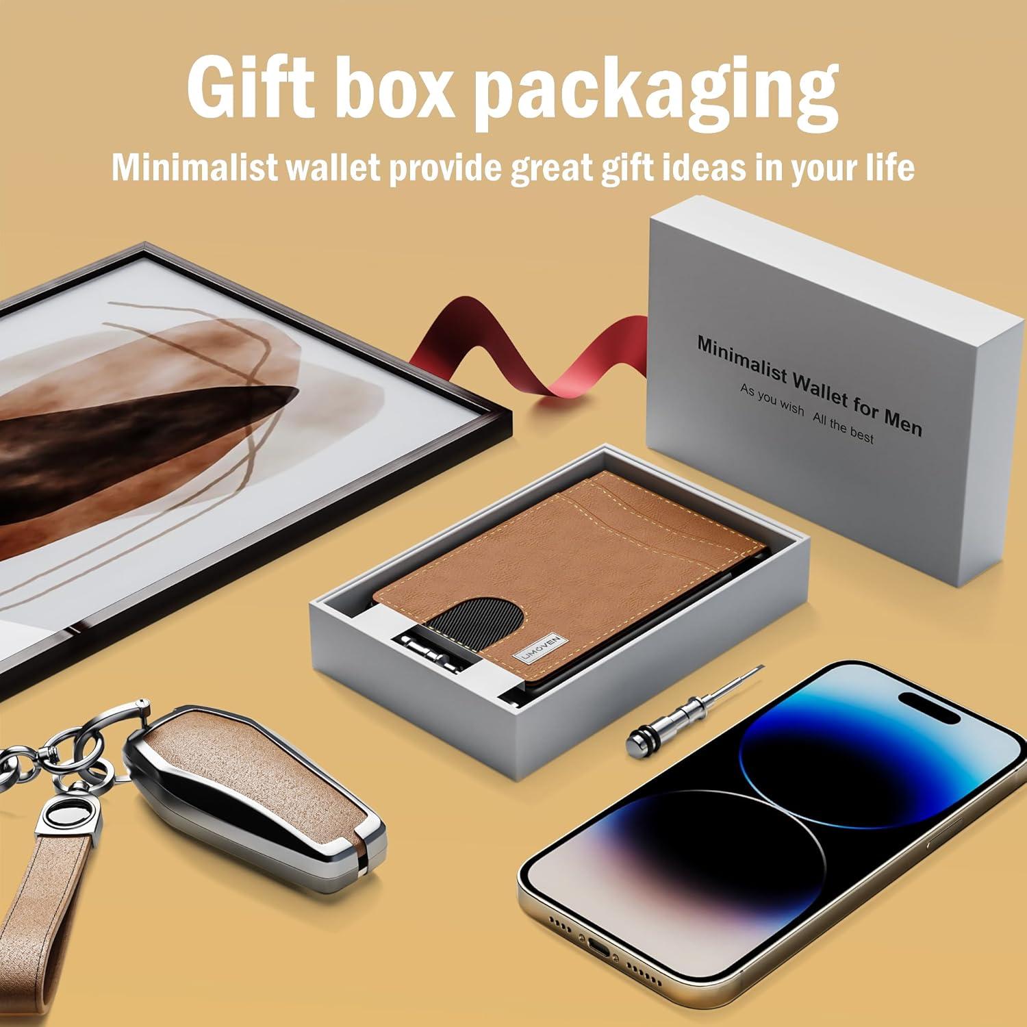 Cartera Minimalista de Cuero UmoveN con Bloqueo RFID Marrón