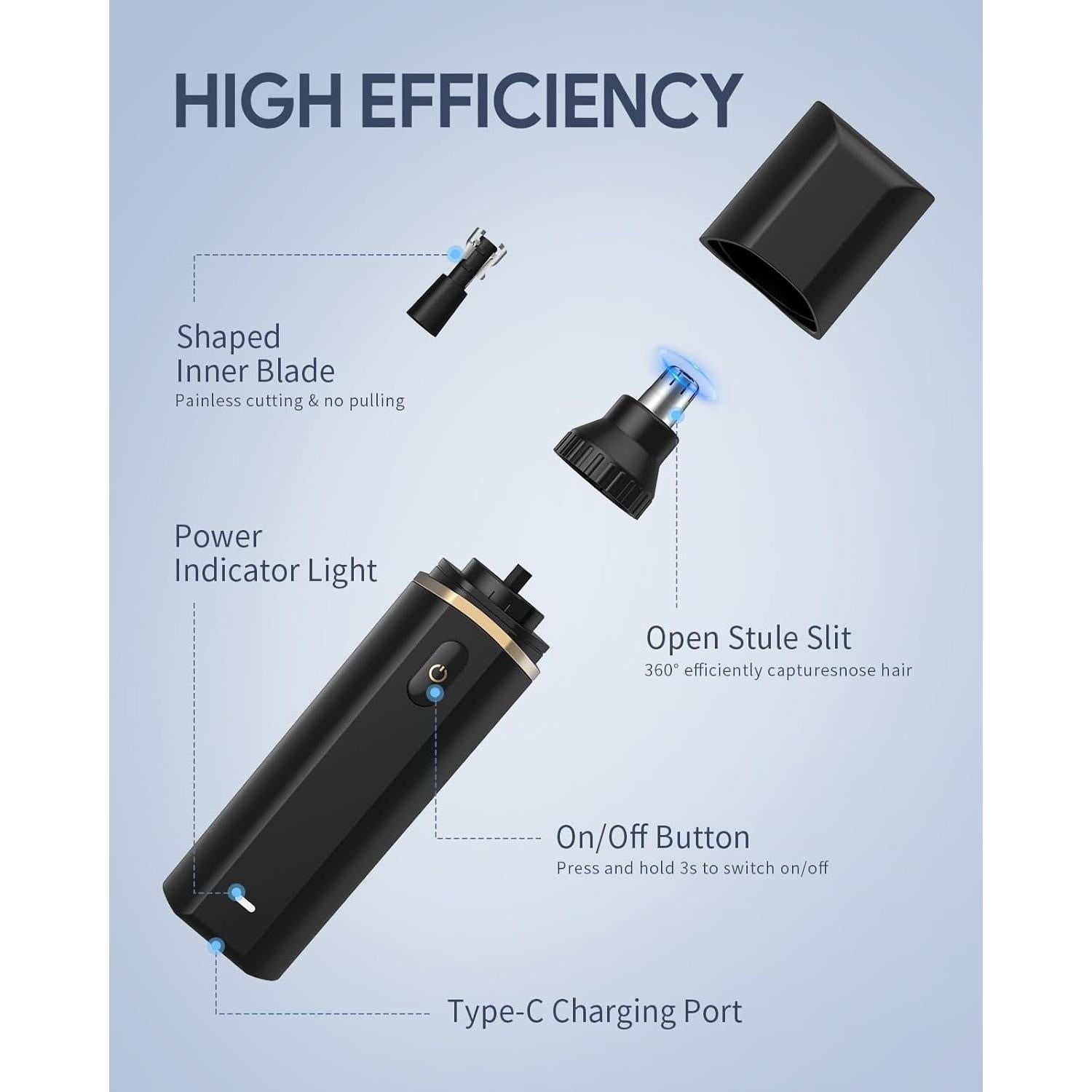 Recortador de Vello Nasal Roleader N2 Recargable Tipo-C Negro