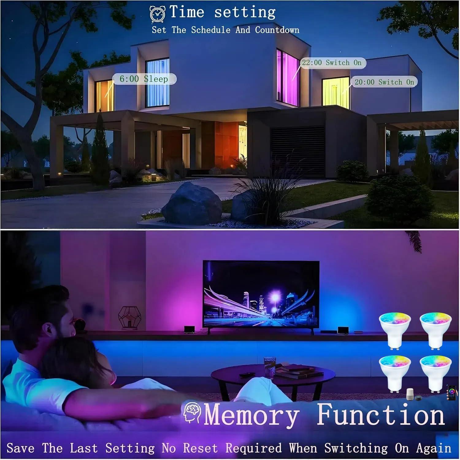 Bombillas LED Gu10 Inteligentes Wixann RGB Dimmables 5W - Paquete de 2