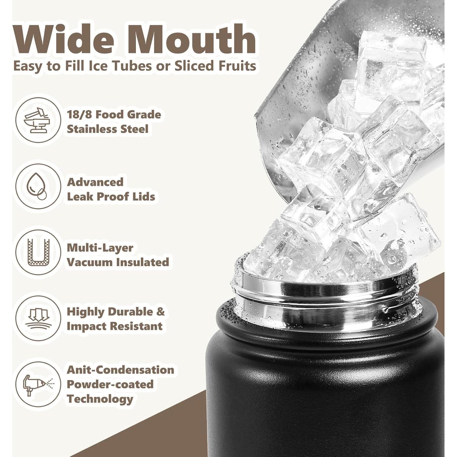 Botella de Agua Aislada EIPOSAU 24 oz Acero Inoxidable Negra