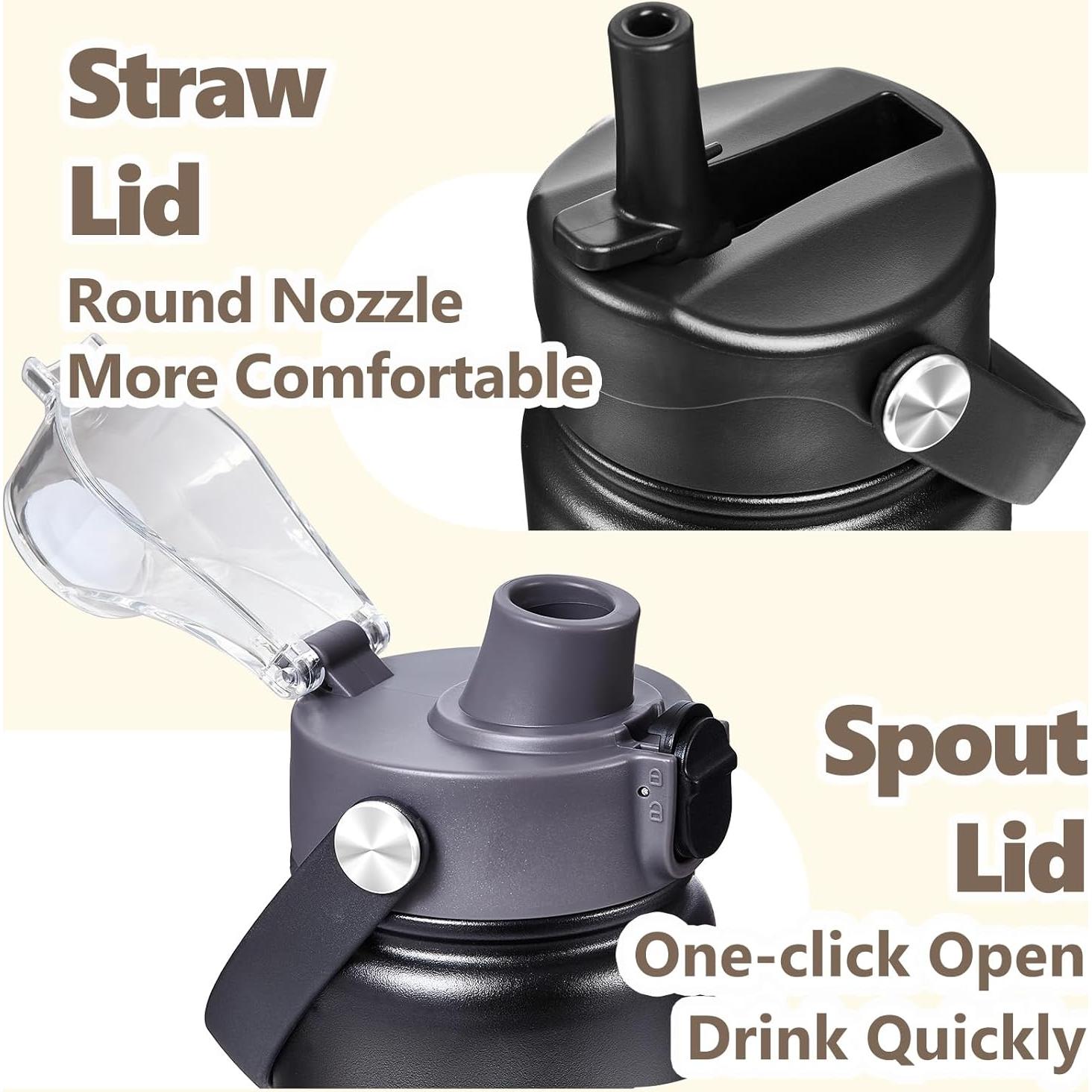 Botella de Agua Aislada EIPOSAU 24 oz Acero Inoxidable Negra