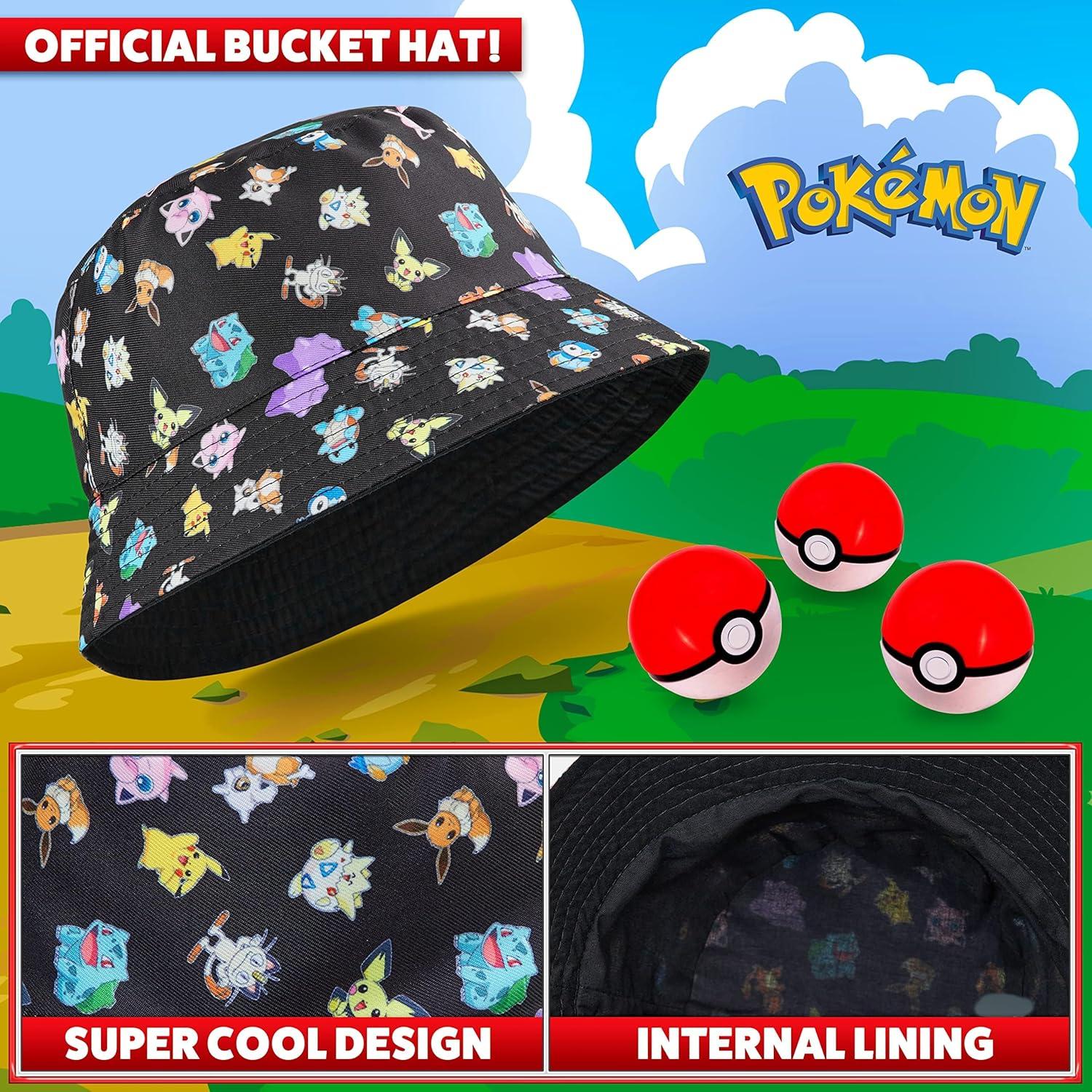 Gorra y Sombrero de Cubo Pokemon Niños Pikachu UV 100%