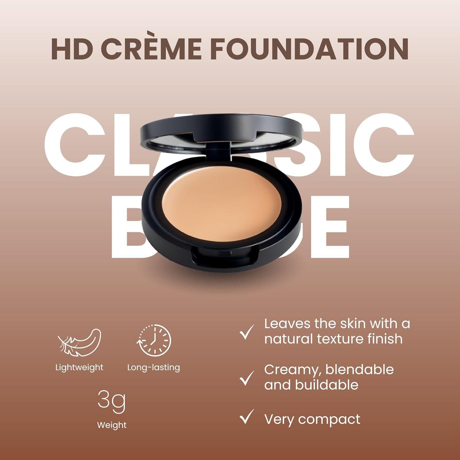 Base de Maquillaje HD POISE 3g Beige Clásico Hidratante