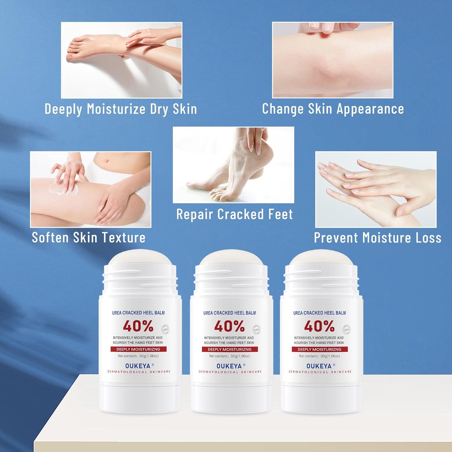 Crema de Urea 40% OUKEYA para Piel Seca y Agrietada - 3 Paquetes